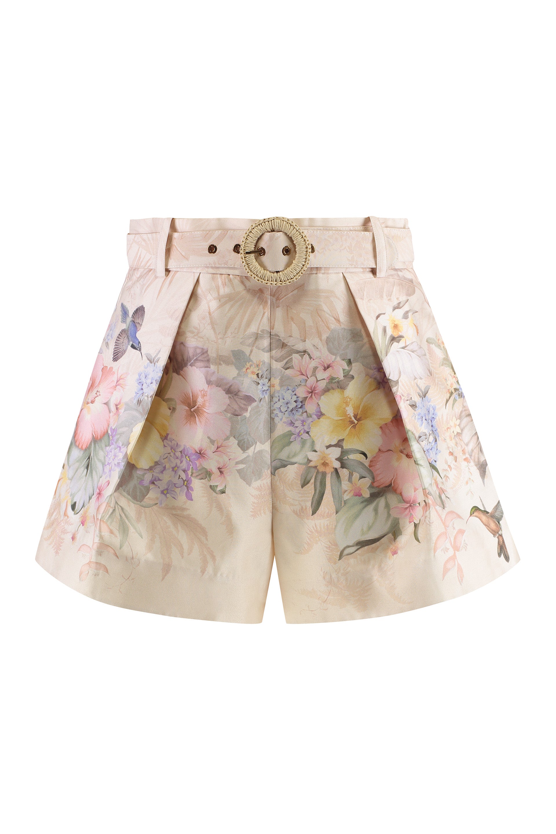 Printed silk shorts