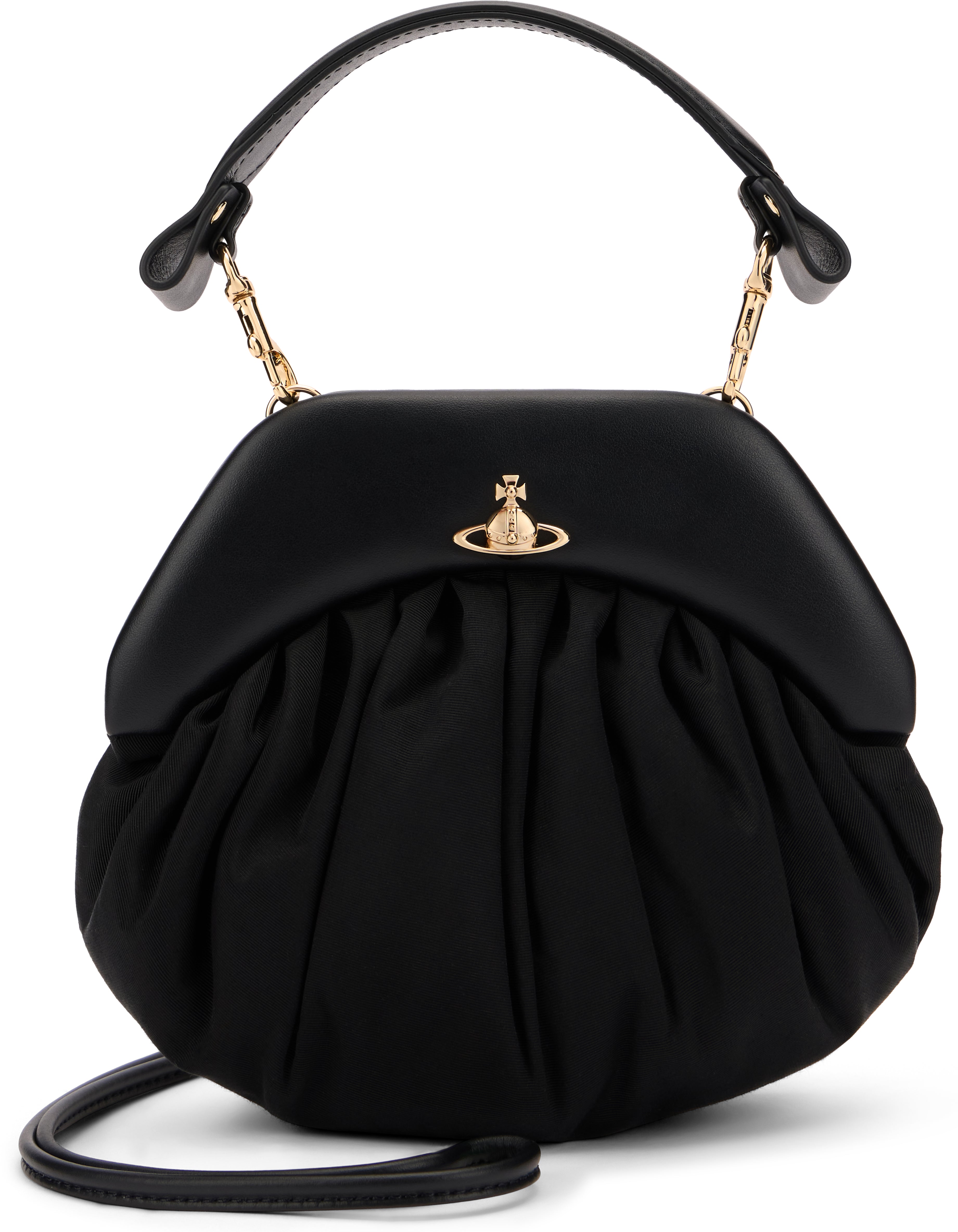 Clutch with handle and shoulder strap