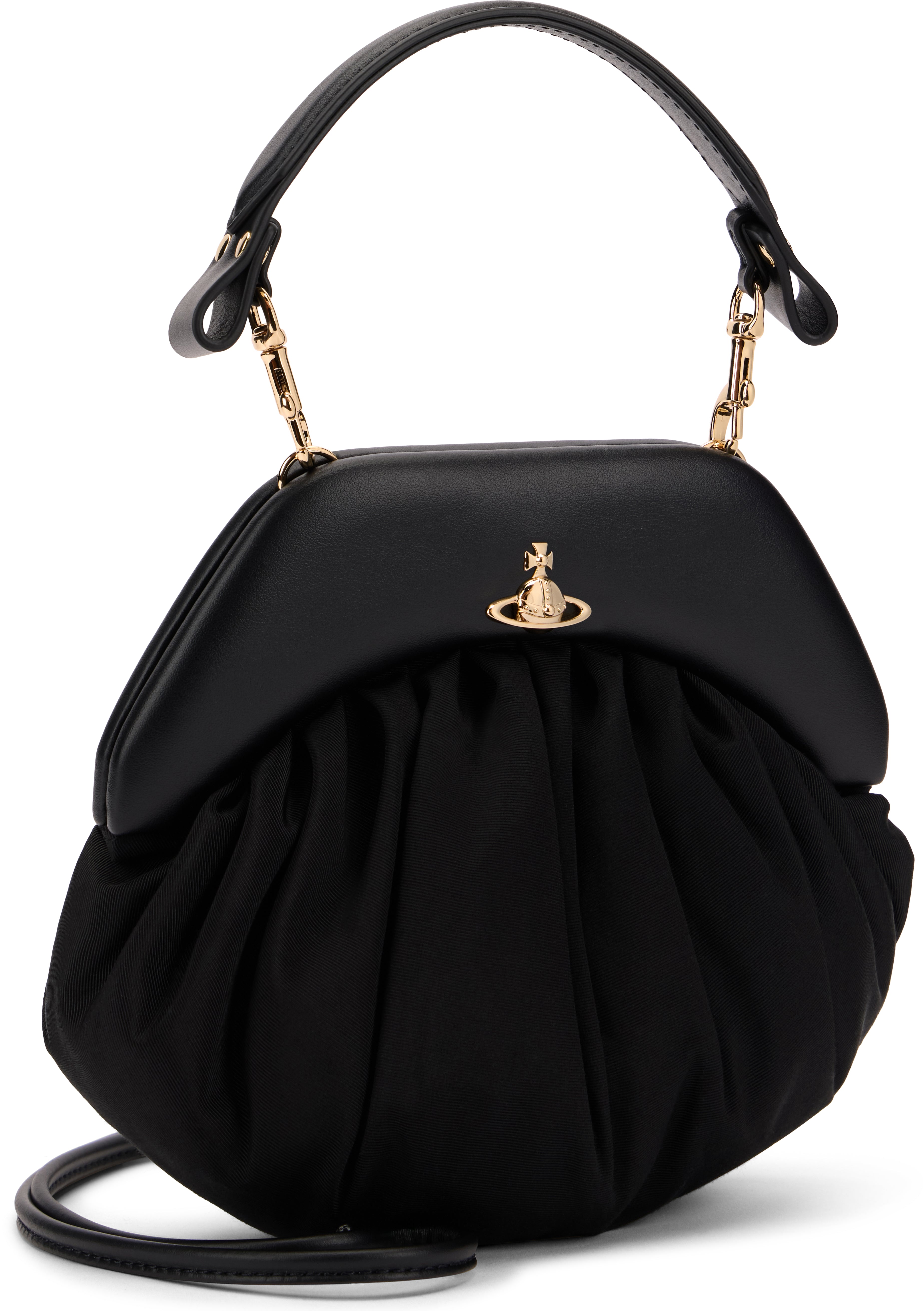 Clutch with handle and shoulder strap