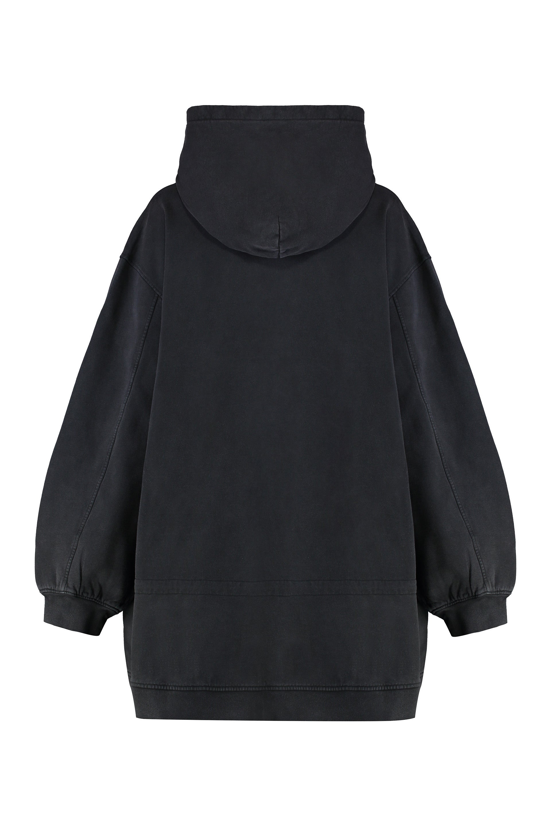 Hooded dress with a low waist