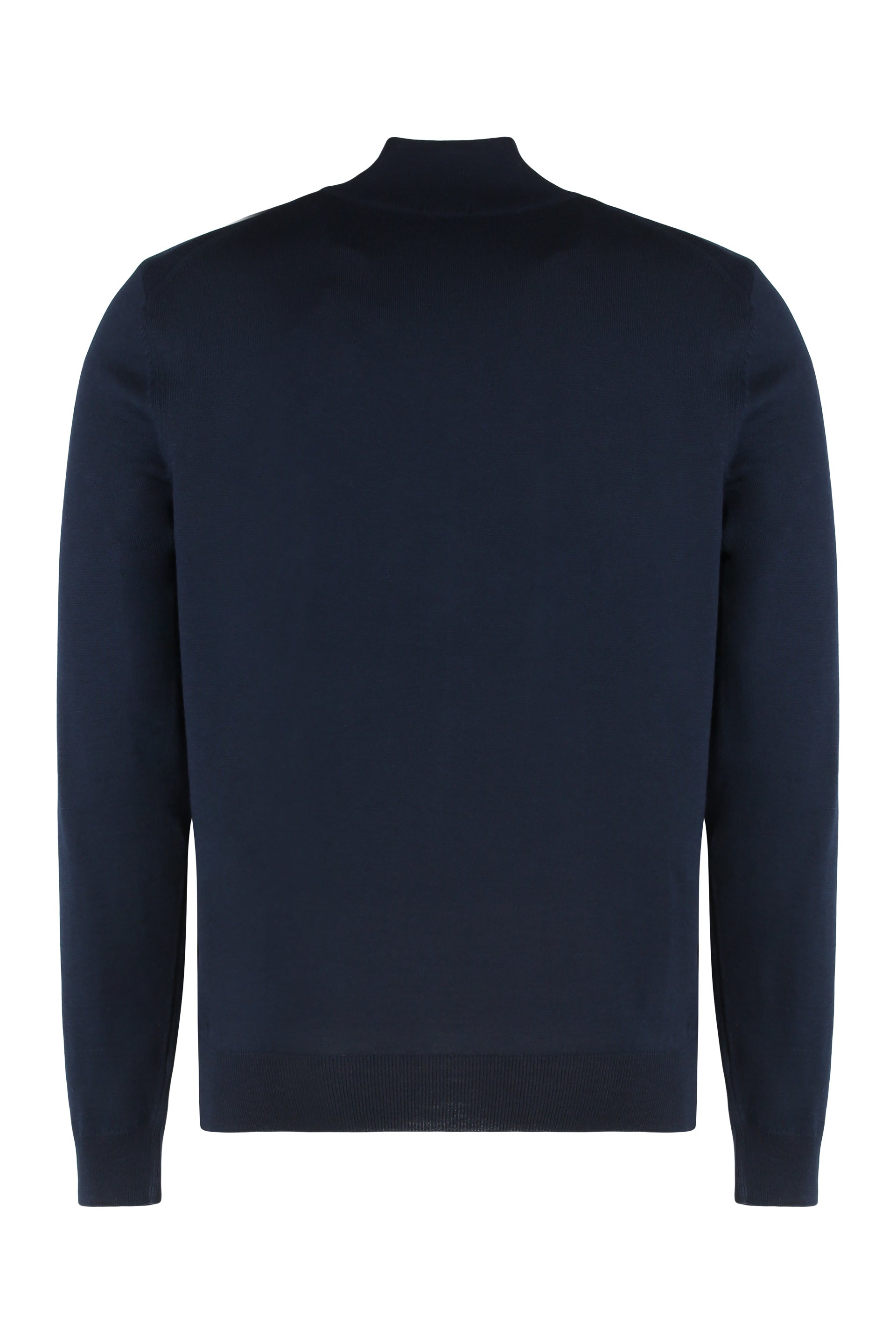 Cardigan in virgin wool with zip and logo