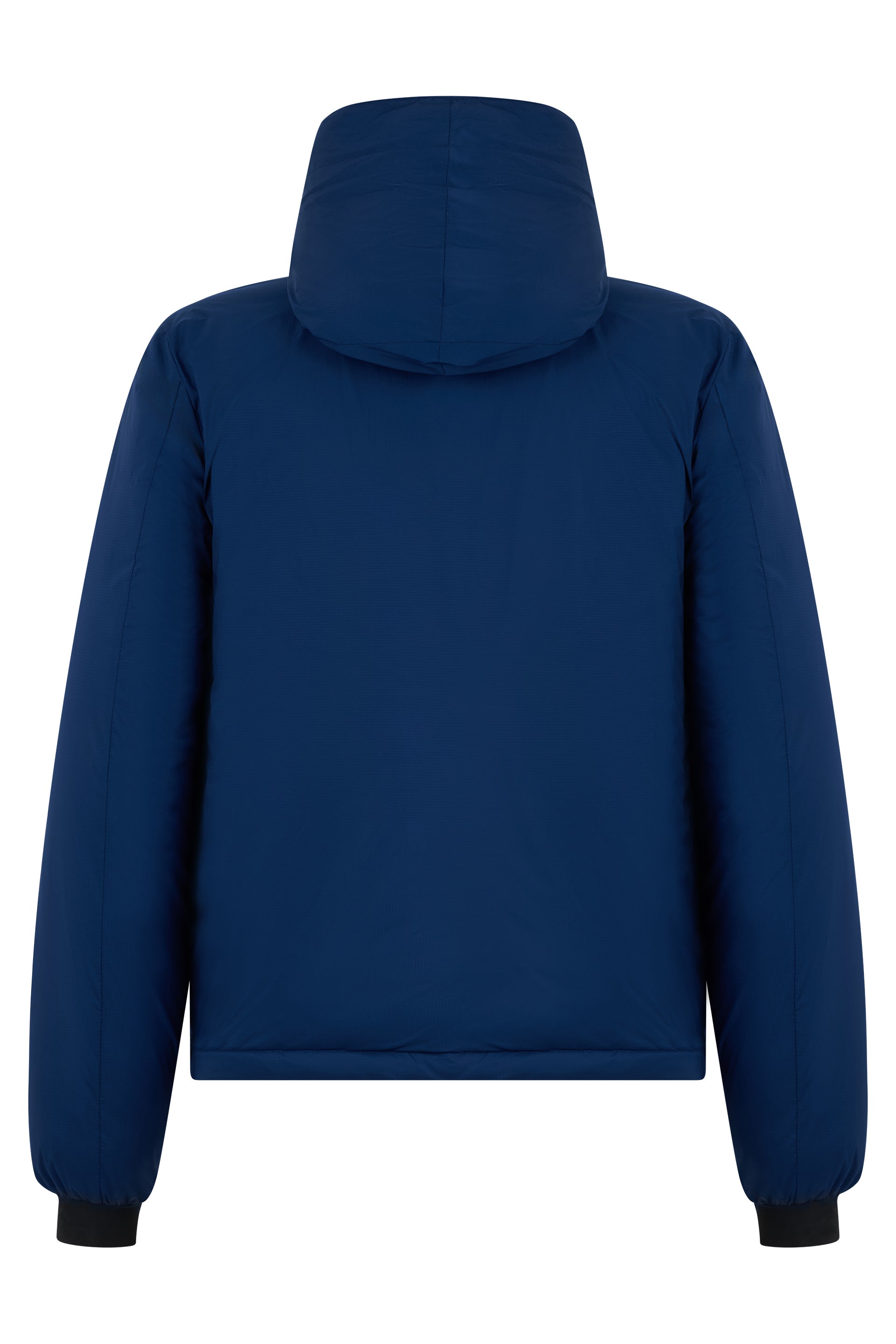 Dark blue jacket with hood and pocket