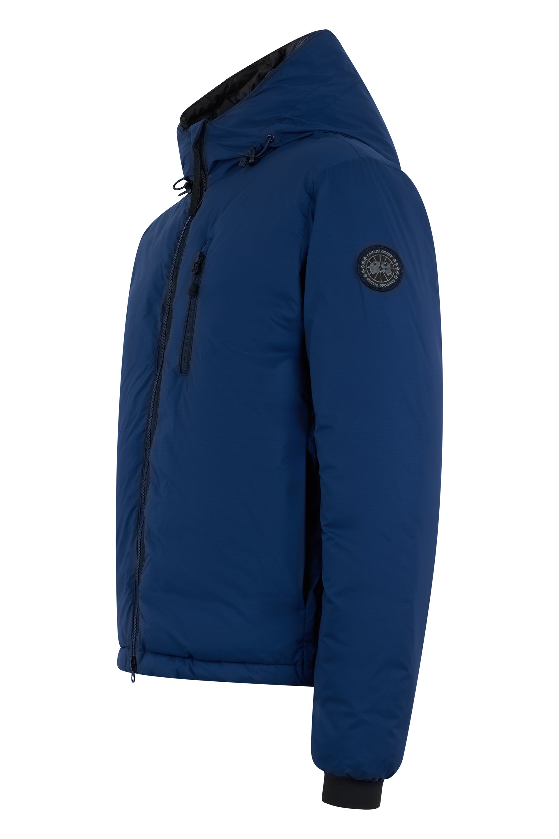 Dark blue jacket with hood and pocket