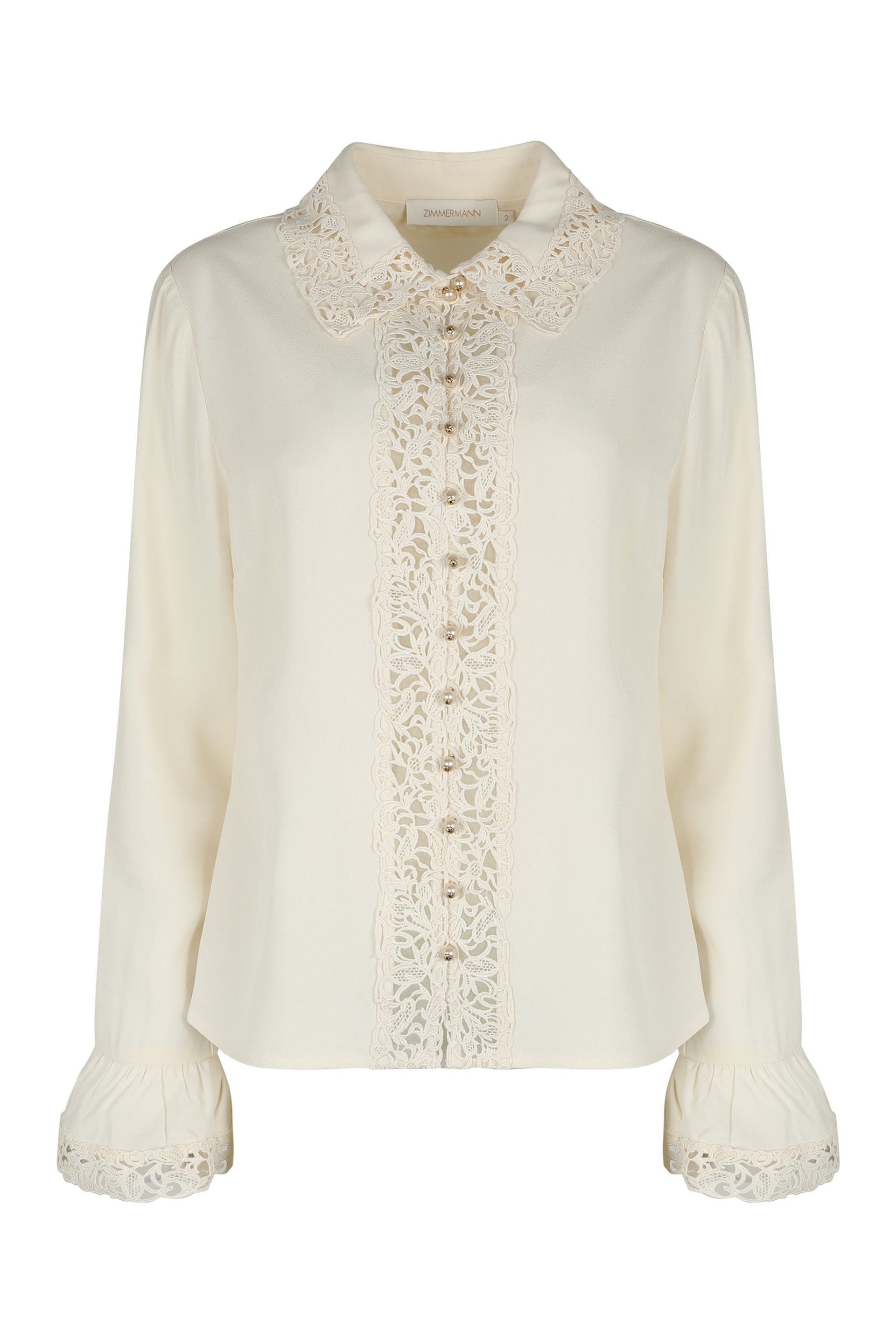 Silk blouse with lace edges