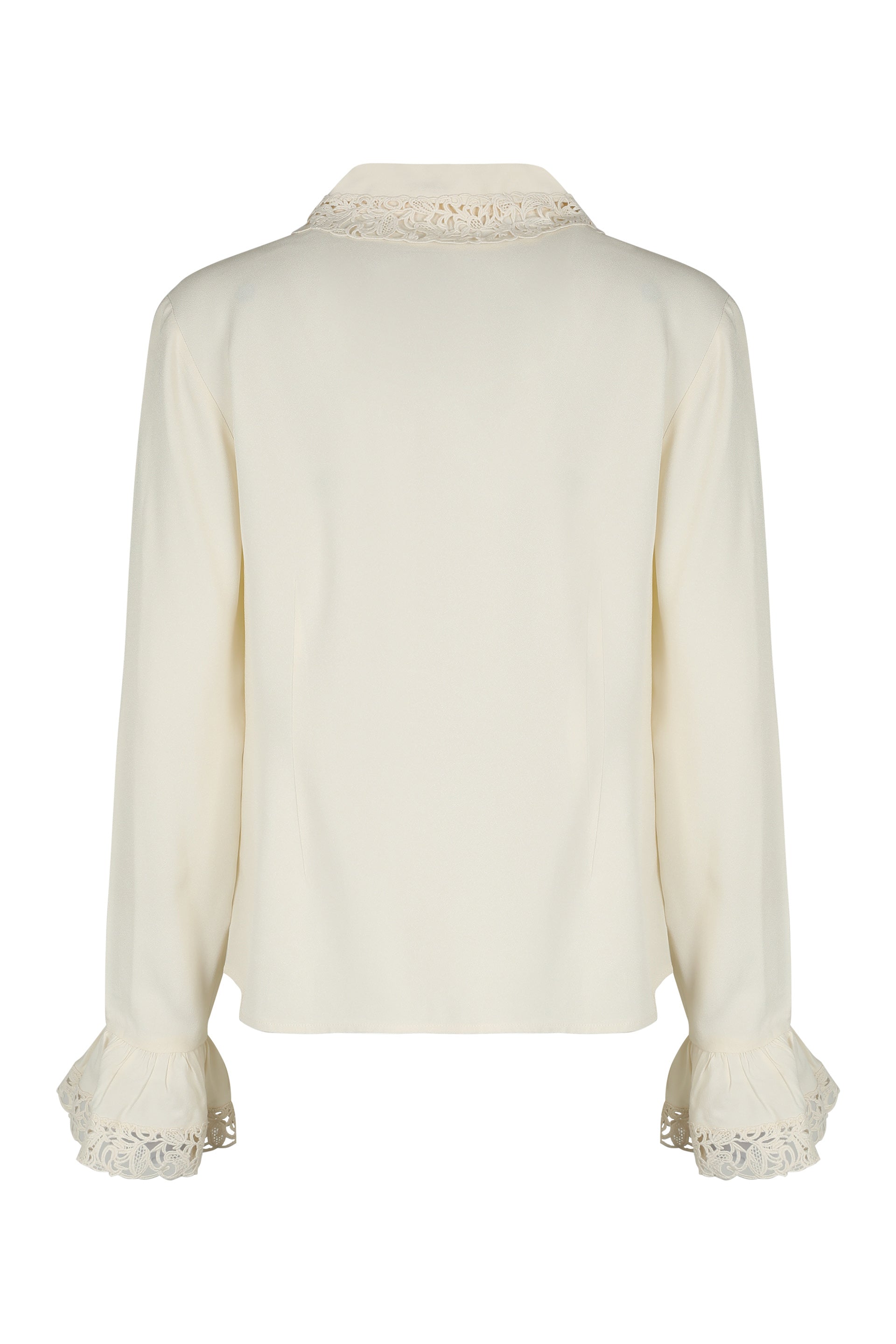 Silk blouse with lace edges