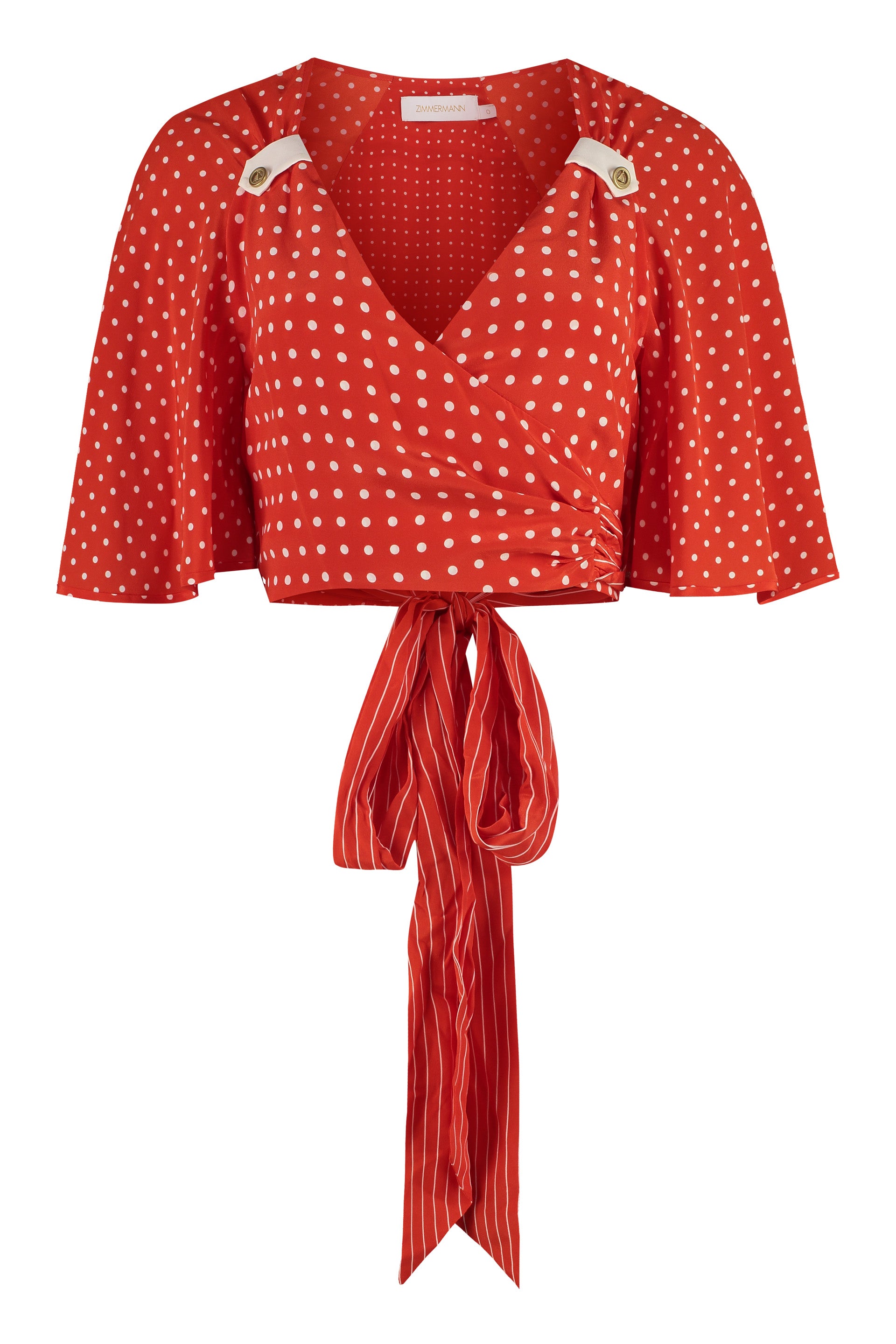 Polka-dot print silk top