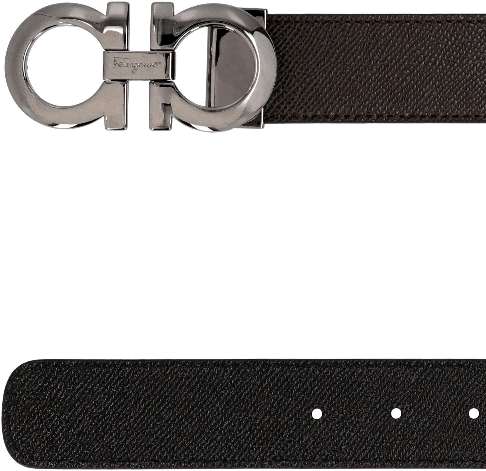 Gancini reversible leather belt