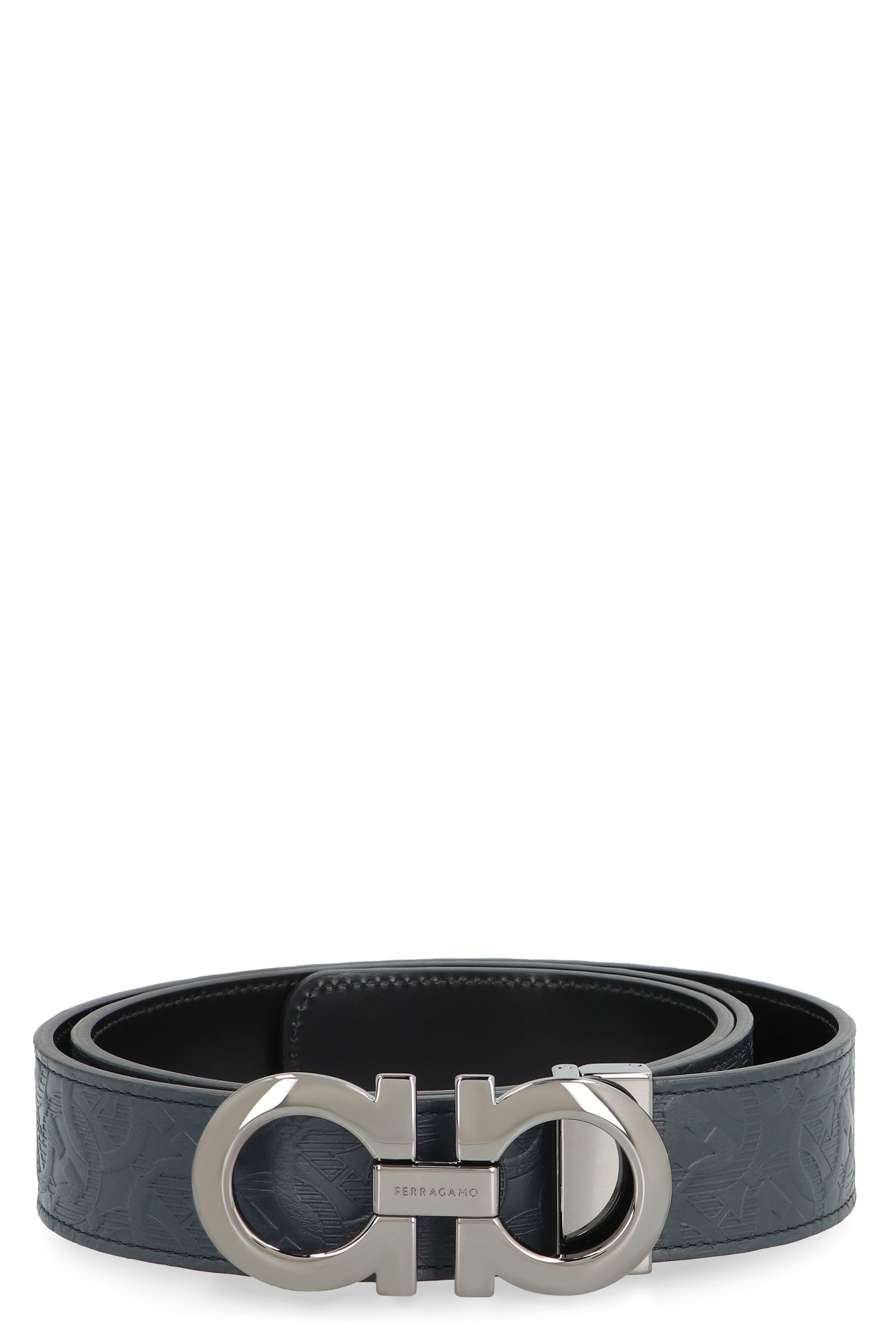 Logo buckle leather belt
