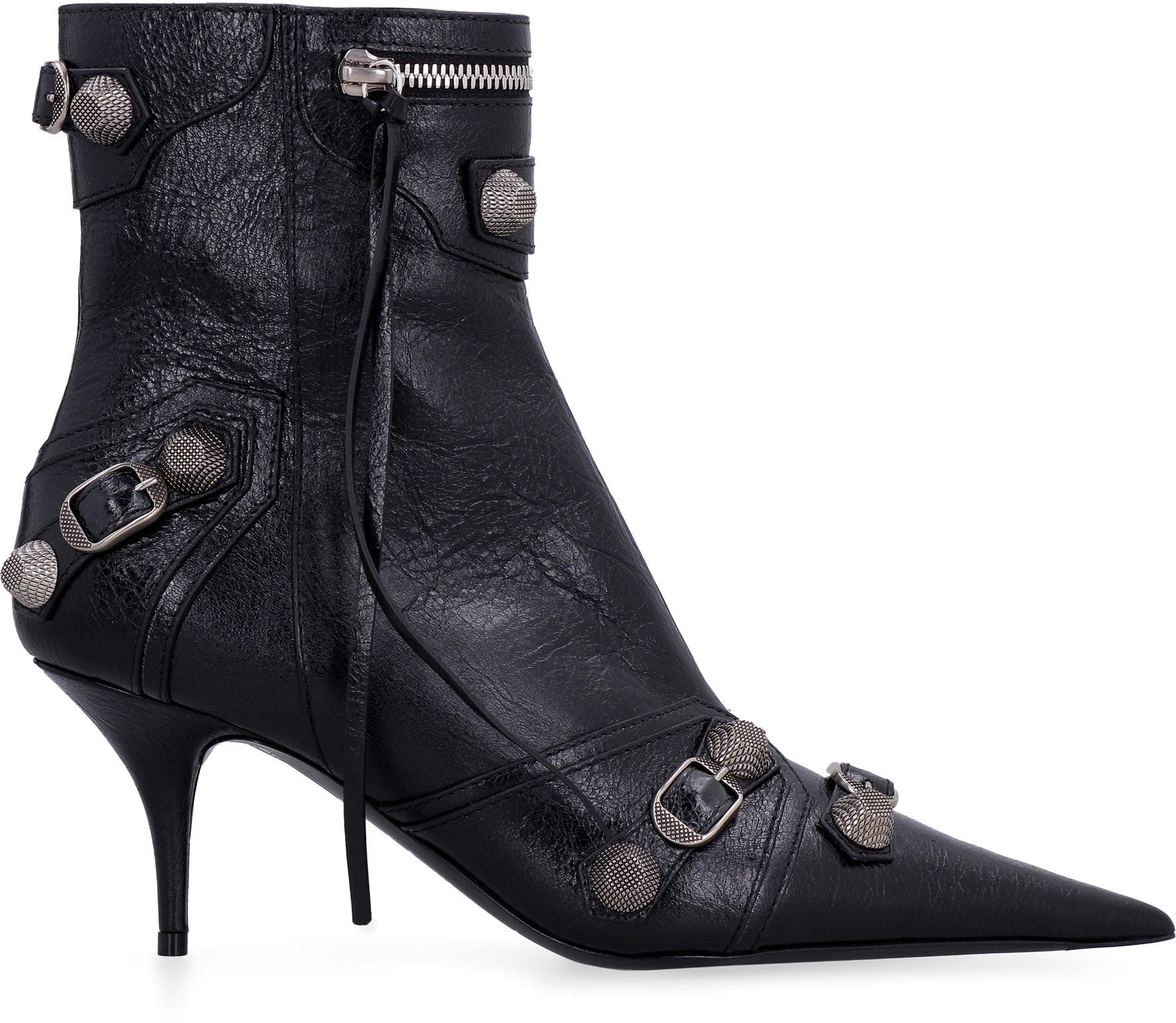 Cagole patent pointy toe ankle boots