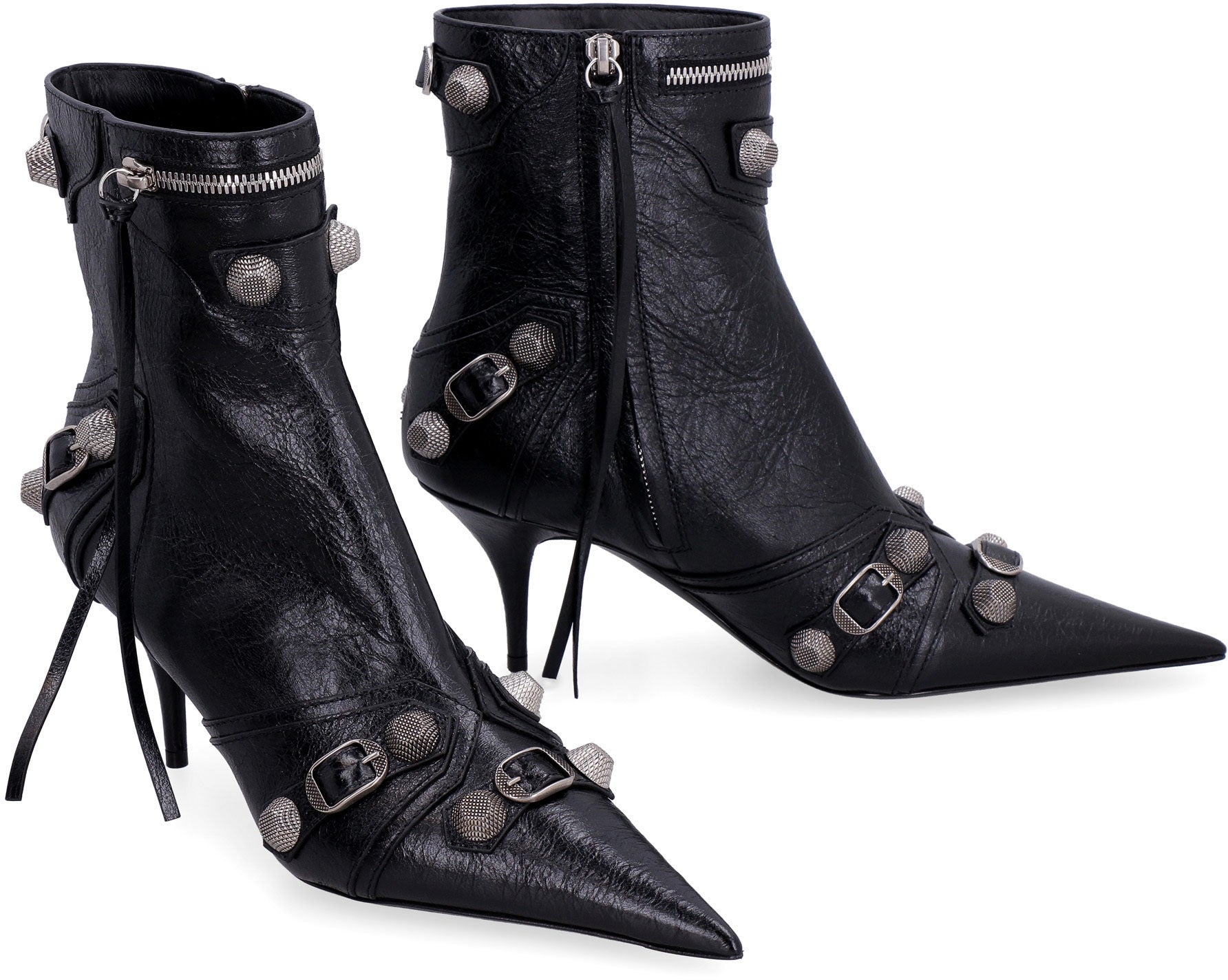 Cagole patent pointy toe ankle boots