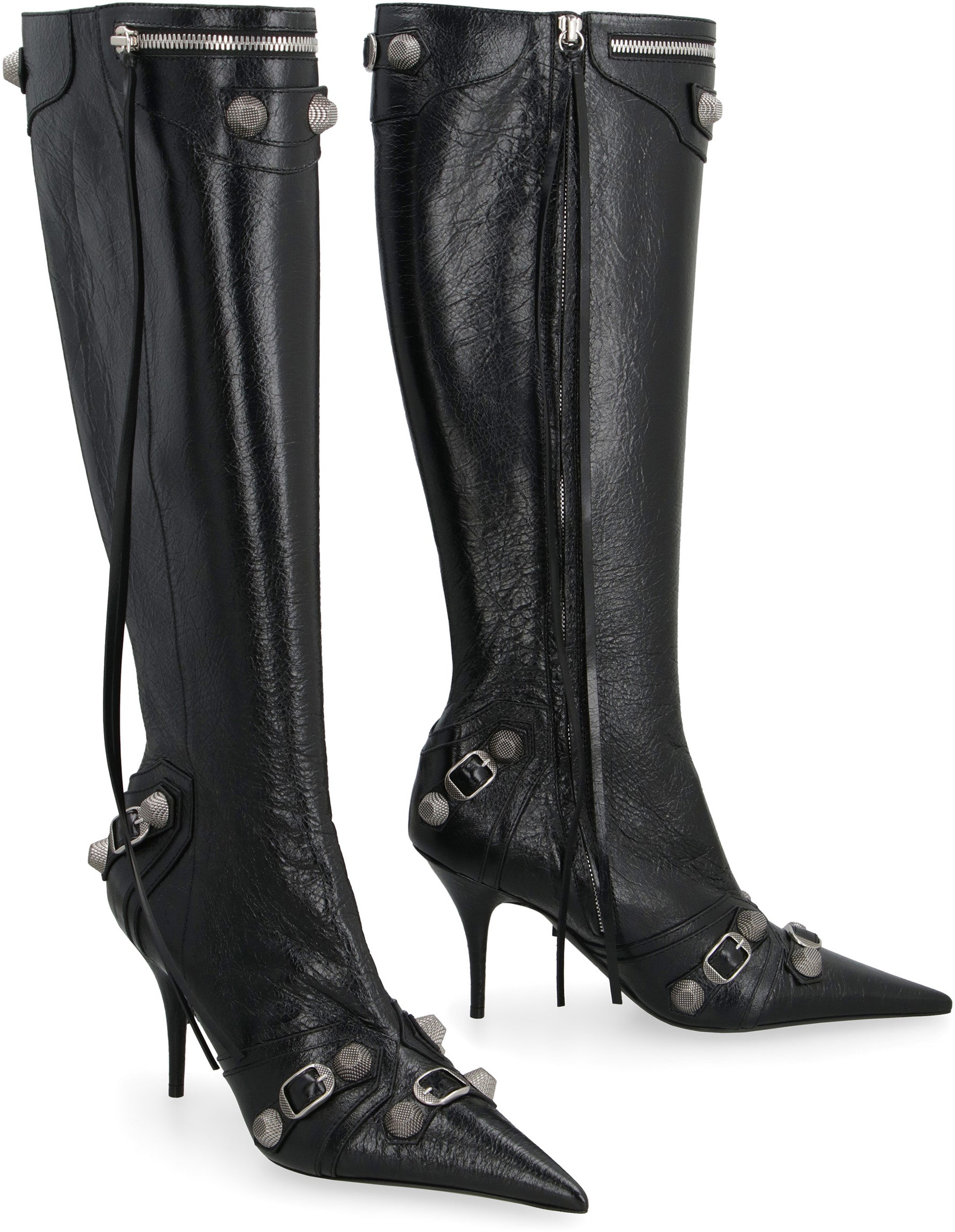 Cagole leather pointy-toe boots