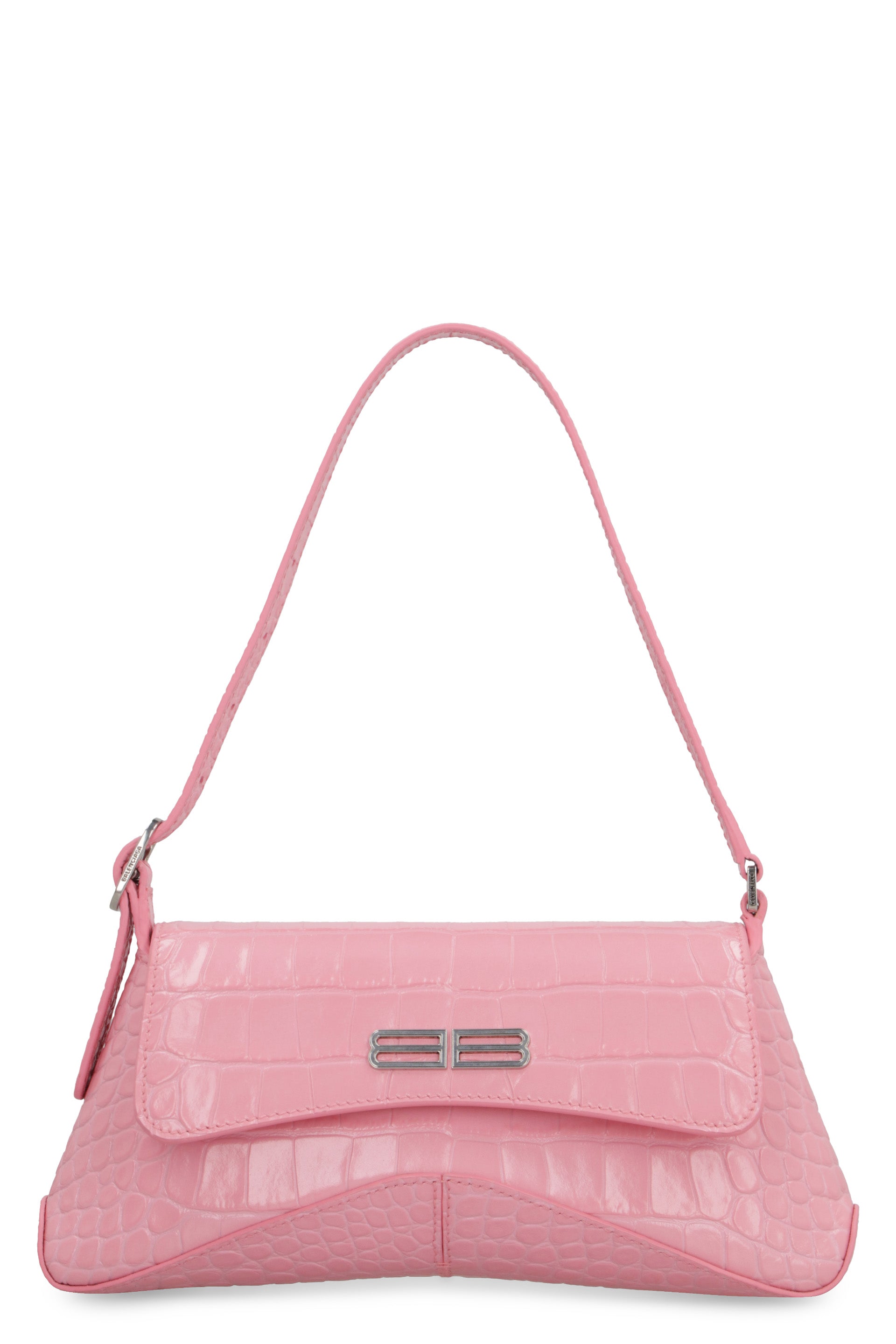 Crocodile print leather shoulder bag