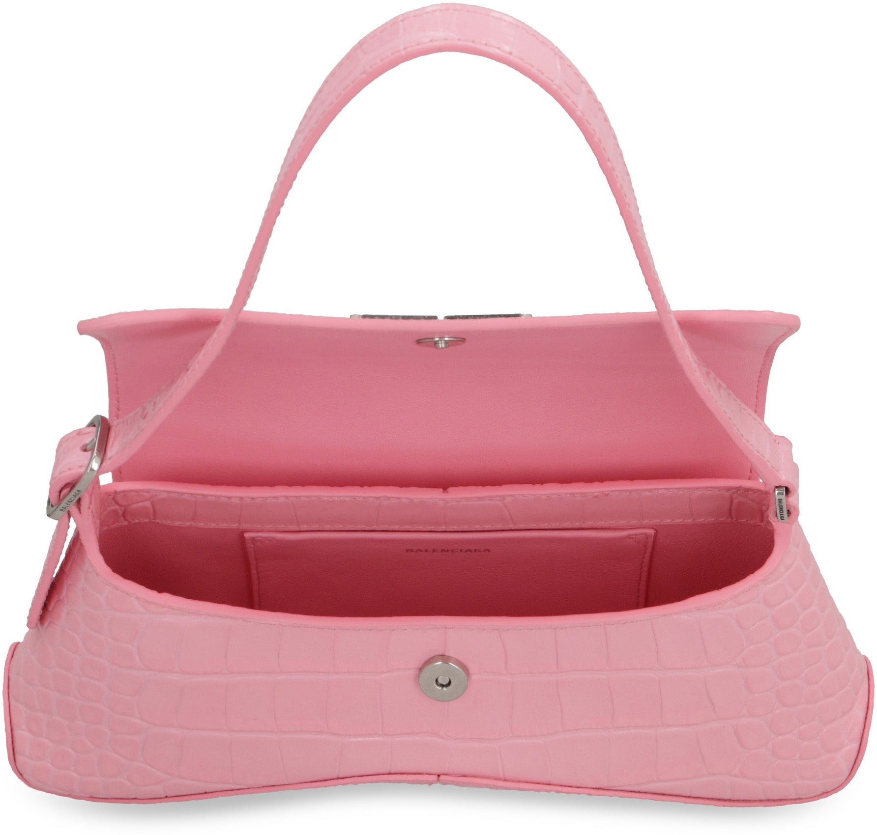 Crocodile print leather shoulder bag