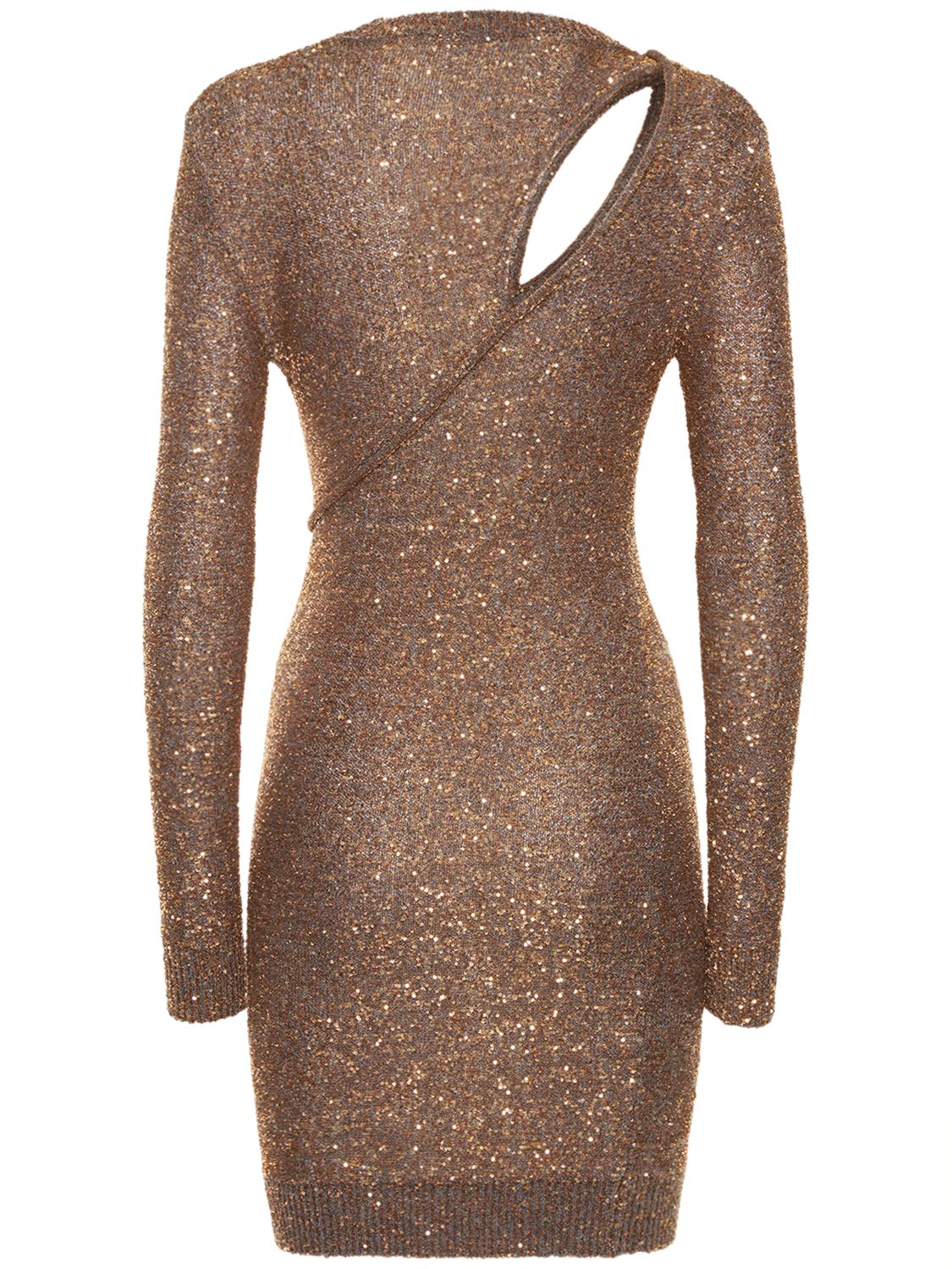 Brown Fitted Dress with Long Sleeves Elegant