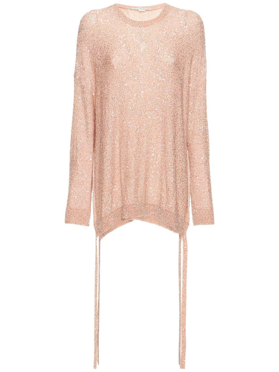 Light long pink asymmetric sweater