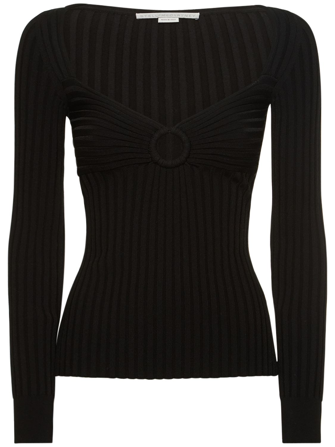 Fitted black ribbed shirt