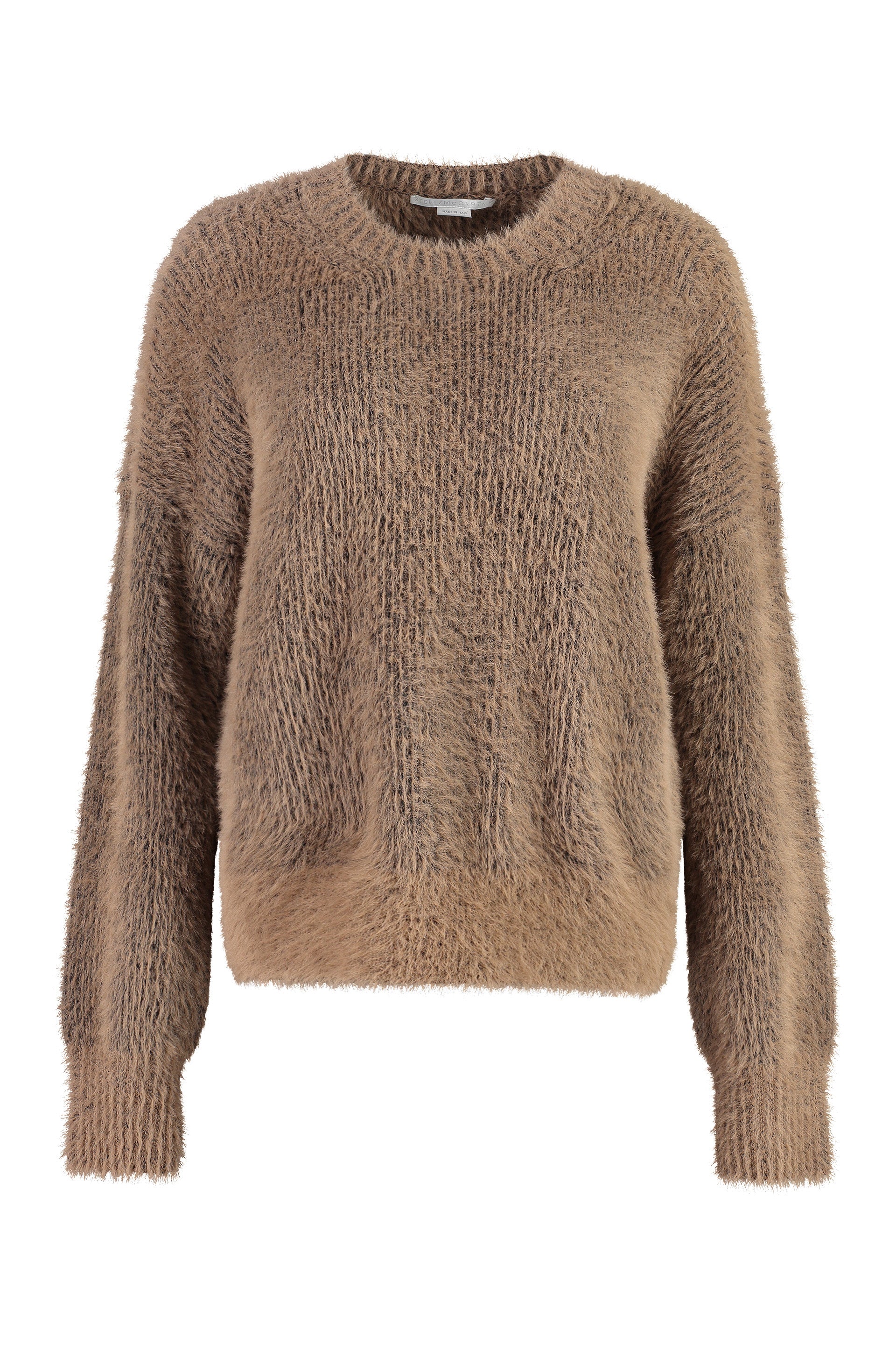 Fluffy long sleeve crew-neck sweater