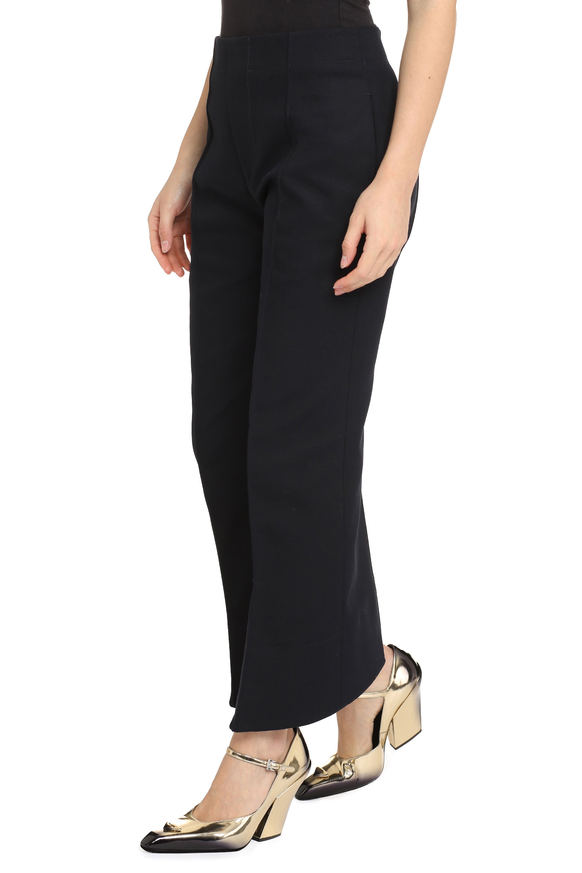 High-rise cotton trousers