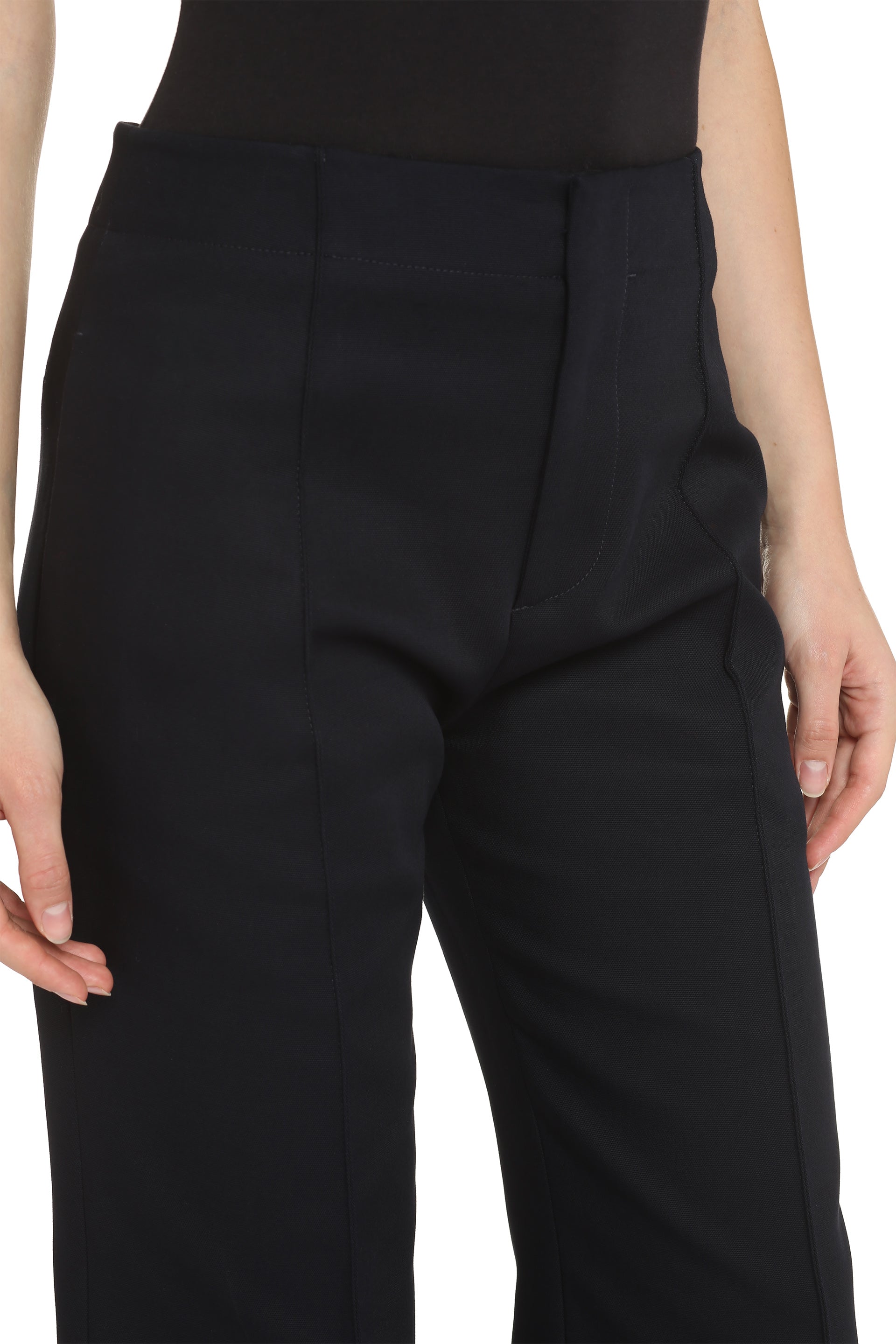 High-rise cotton trousers