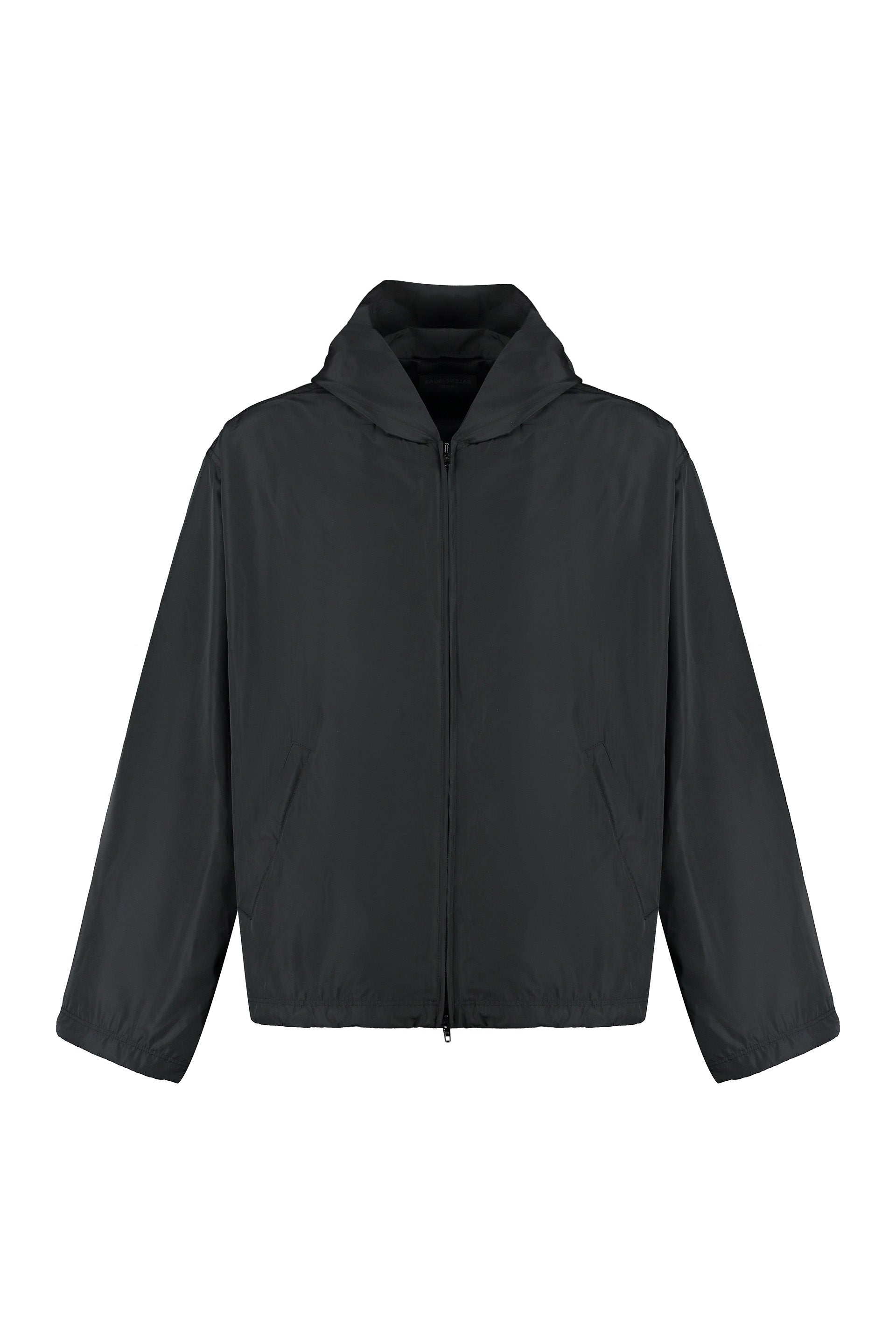 Technical fabric hooded full-zip jacket