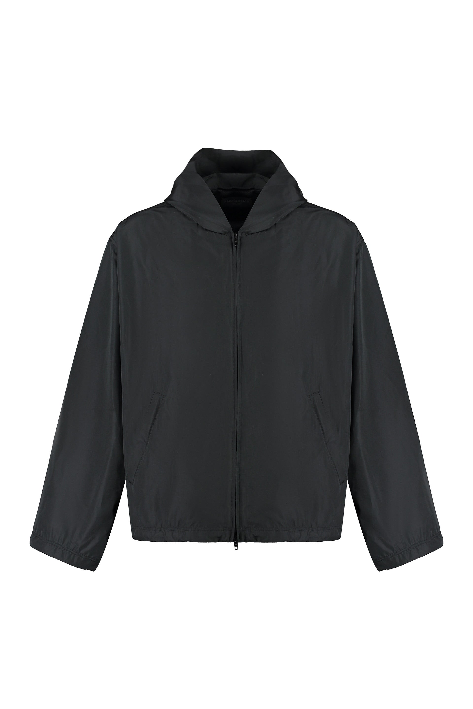 Technical fabric hooded full-zip jacket