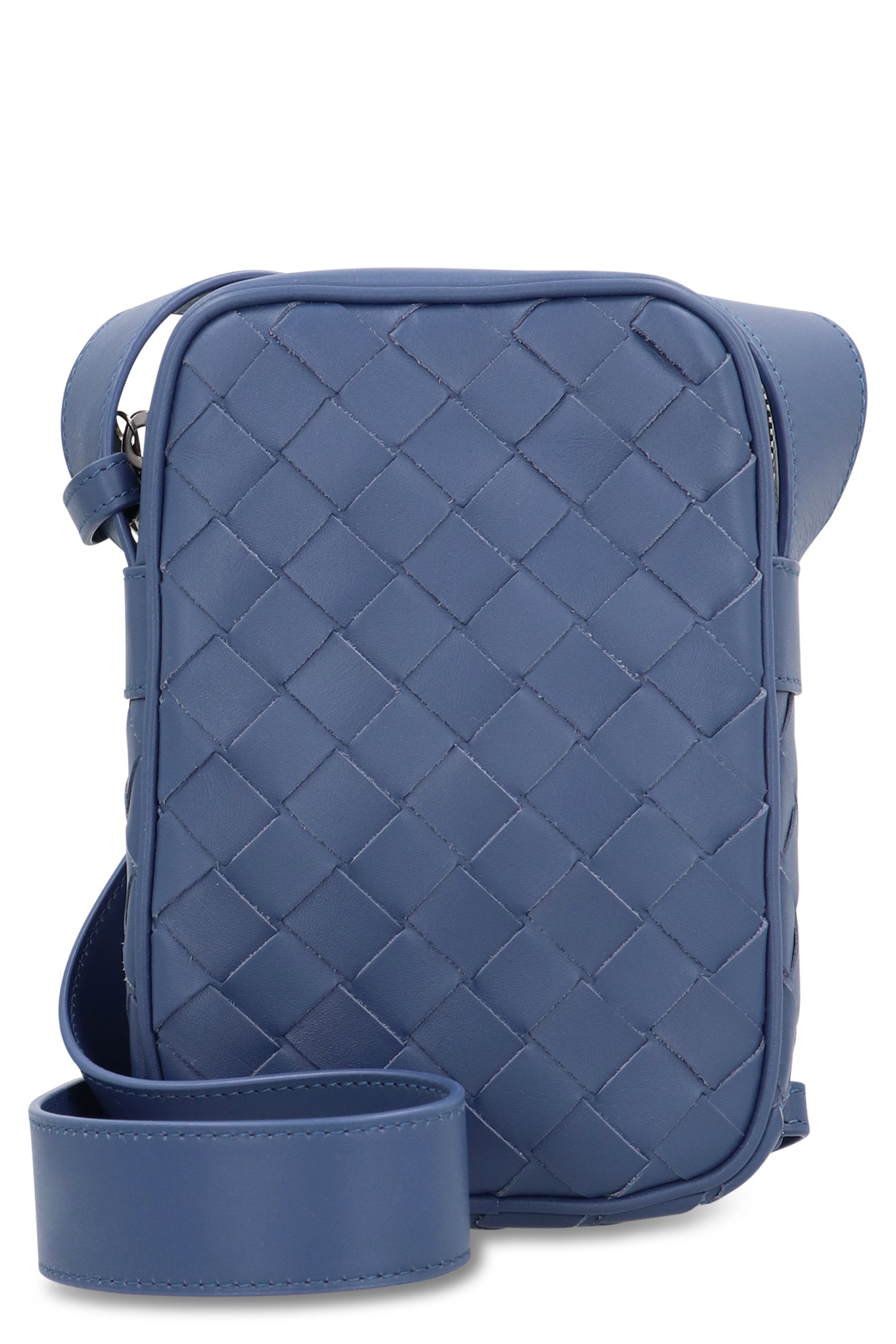 Intrecciato zipped phone pouch