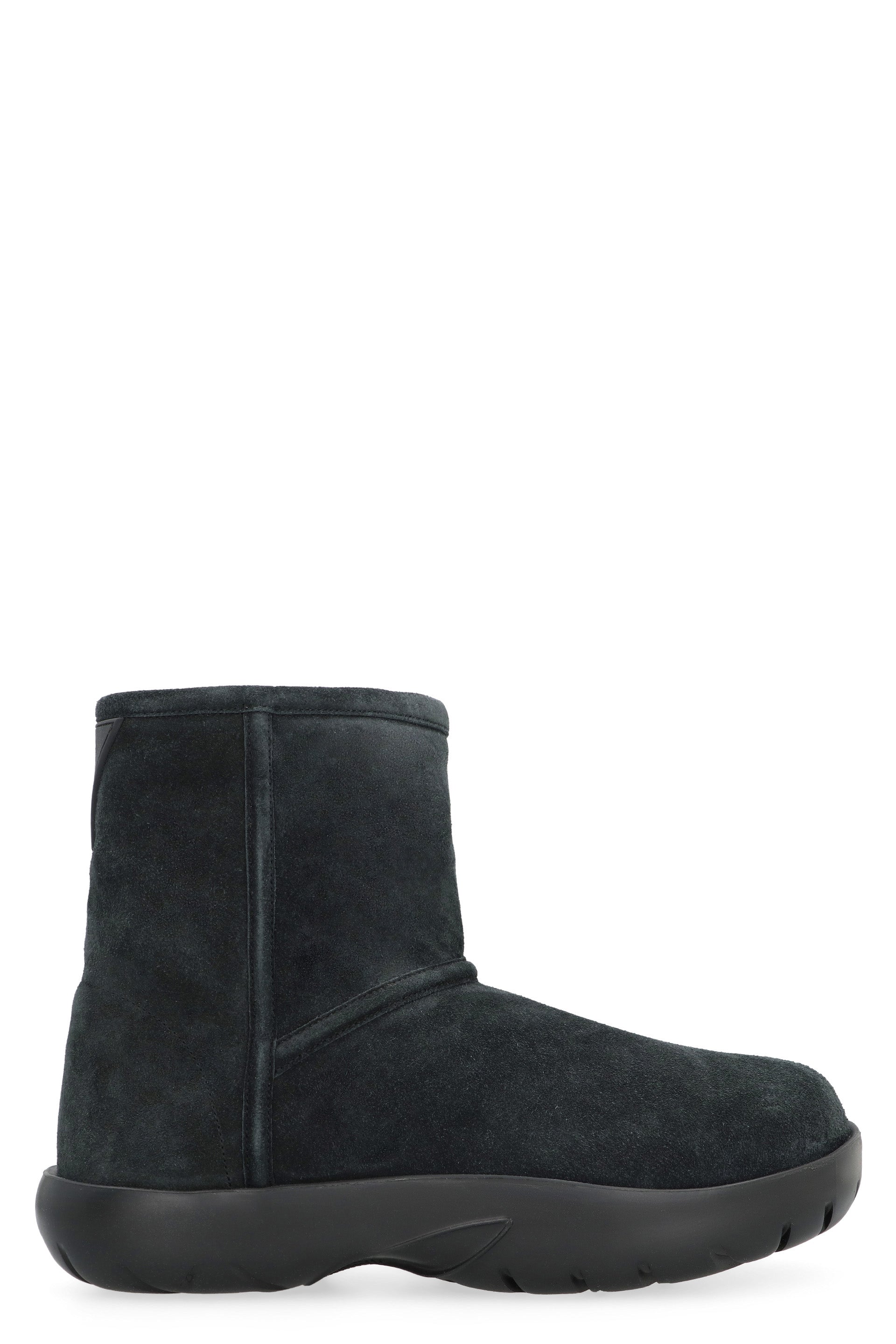 Snap suede ankle boots