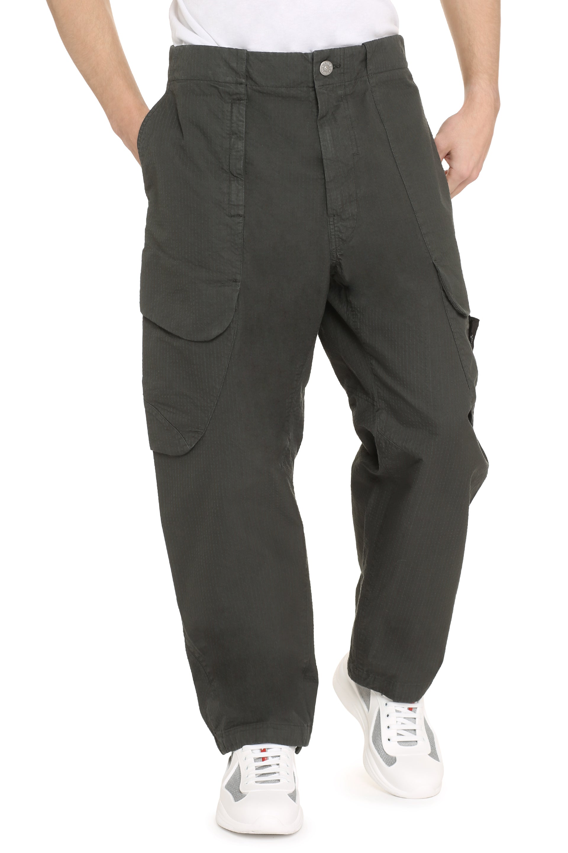 Multi-pocket cotton trousers