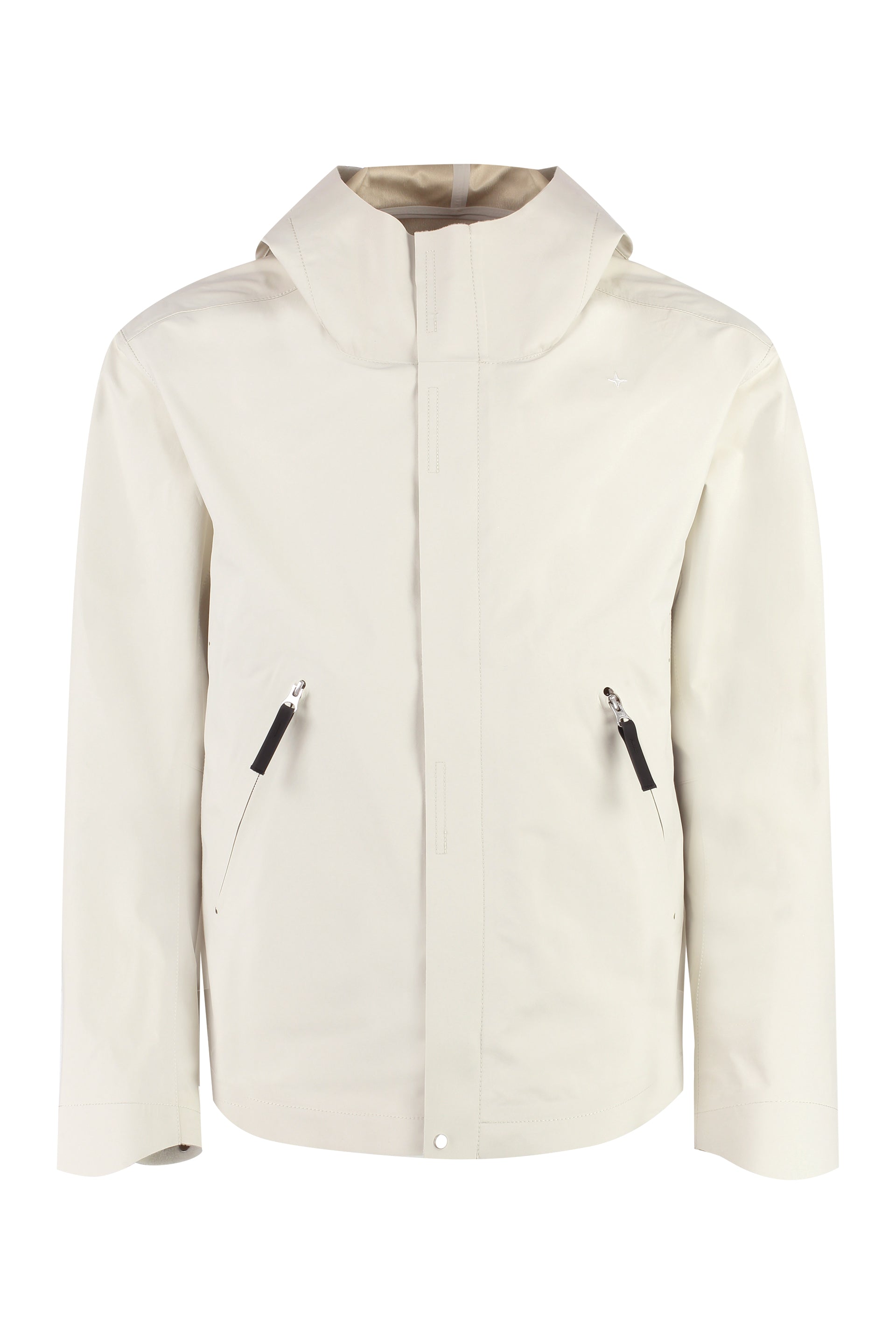 Technical fabric hooded jacket