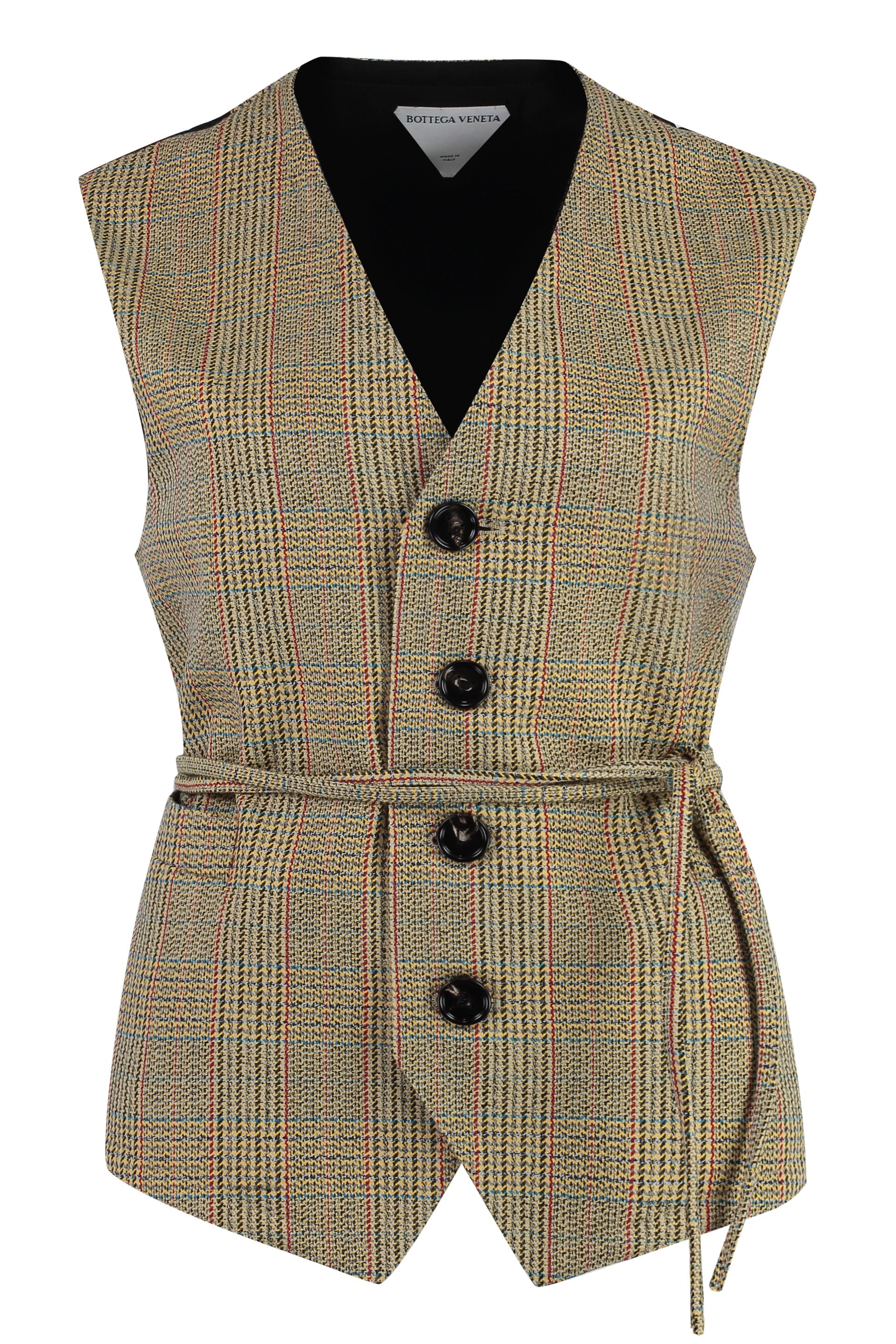 Prince of Wales checked wool vest