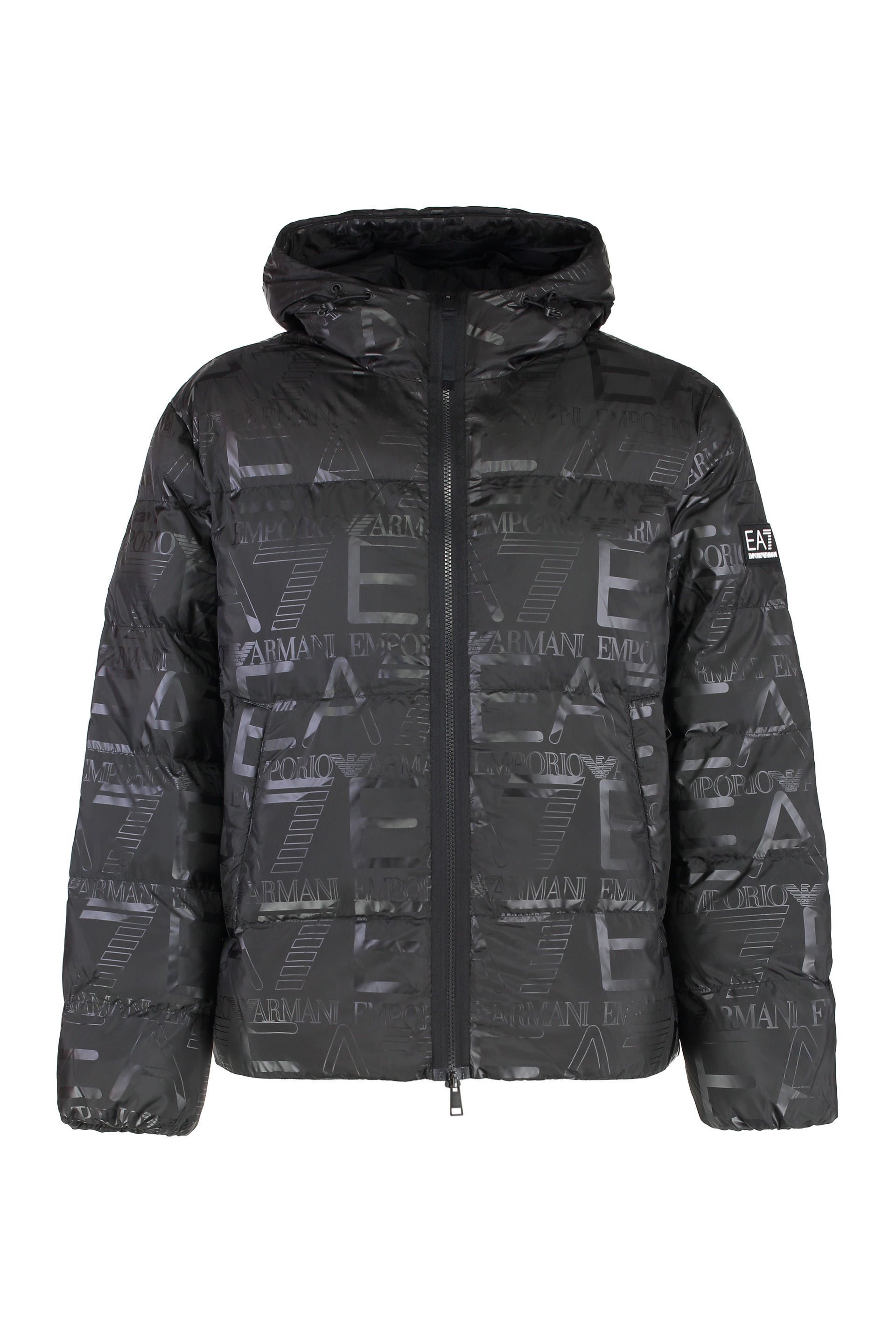 Hooded full-zip down jacket