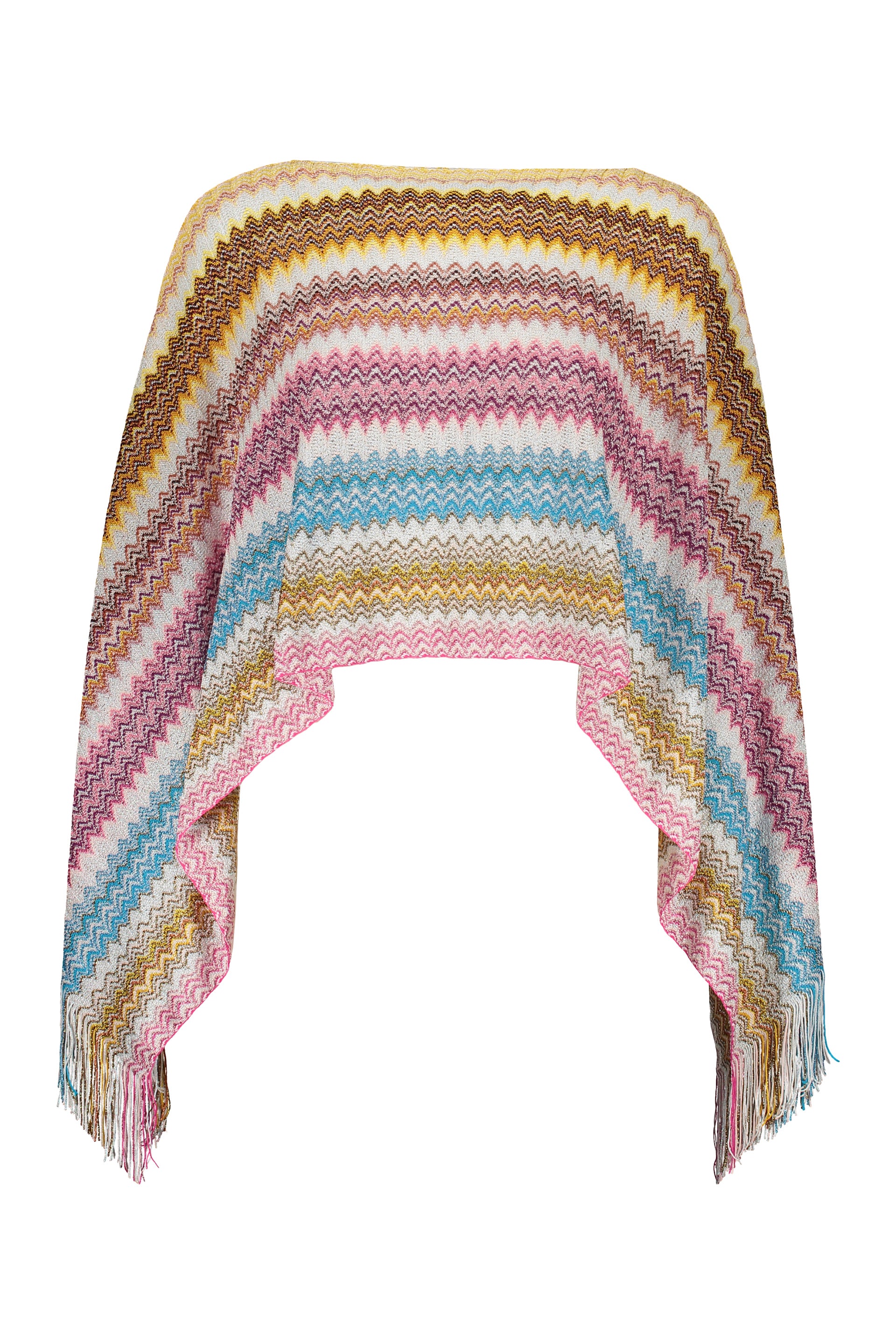 Fringed knit poncho