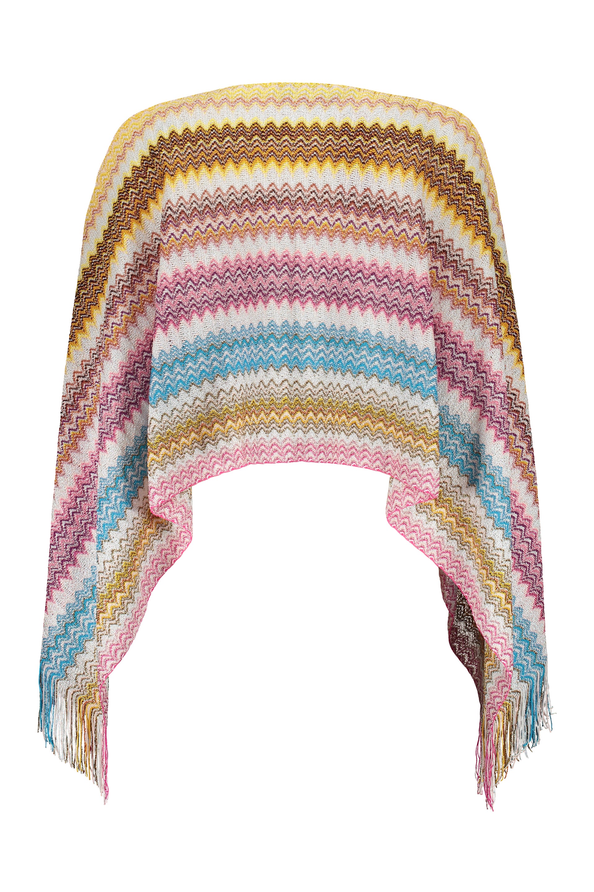 Fringed knit poncho