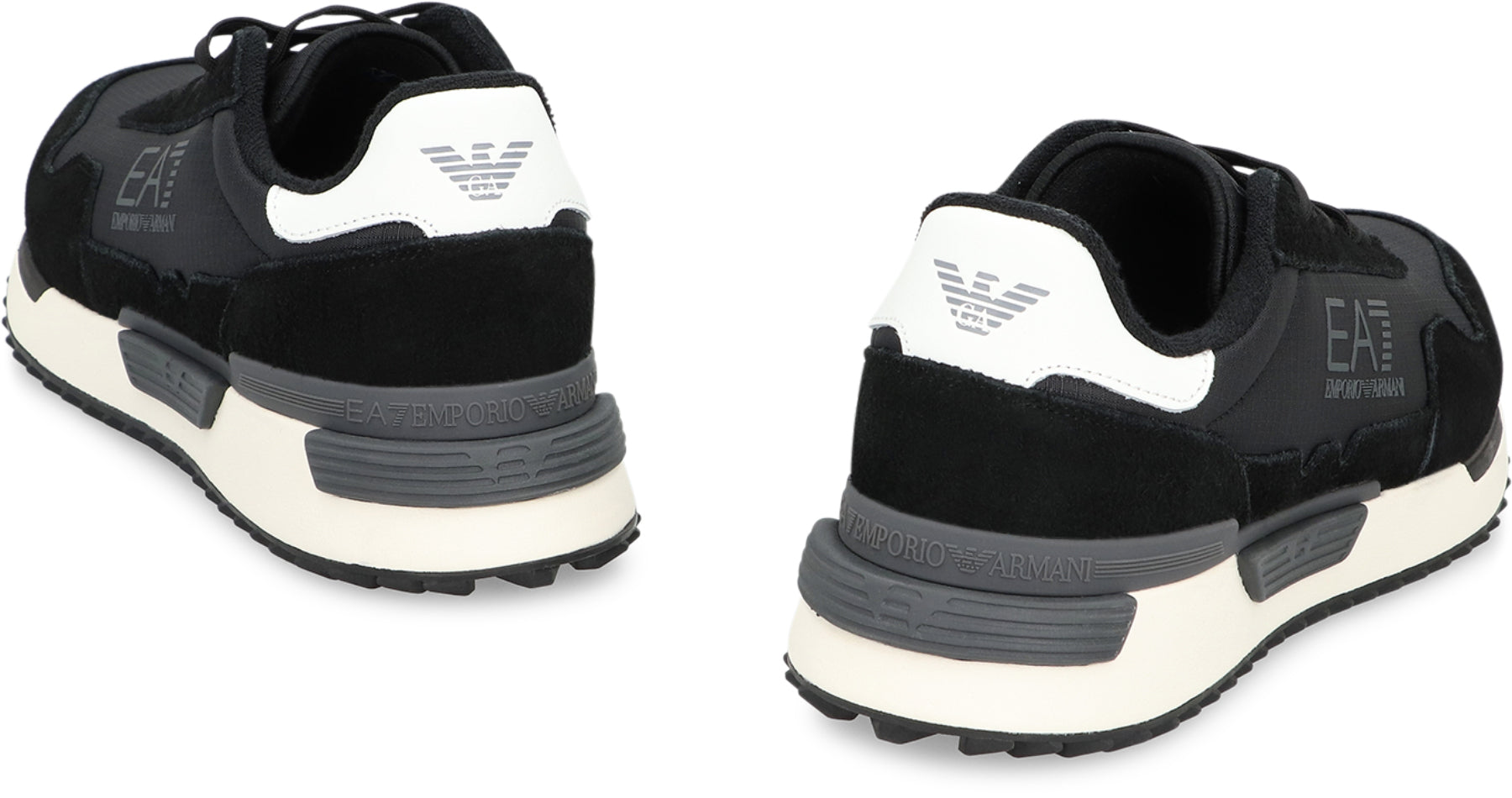 Leather and fabric low-top sneakers