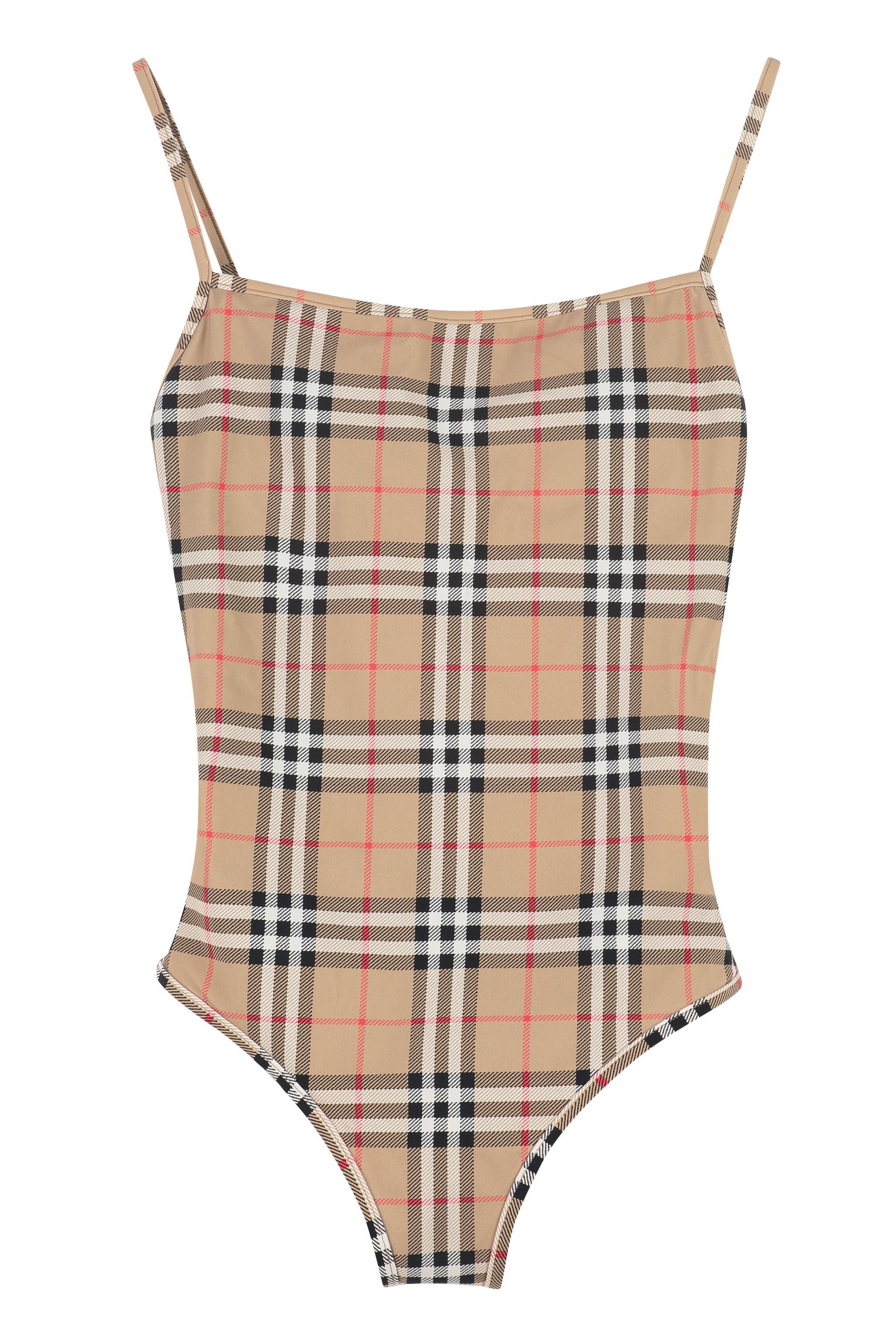 Vintage check motif one-piece swimsuit