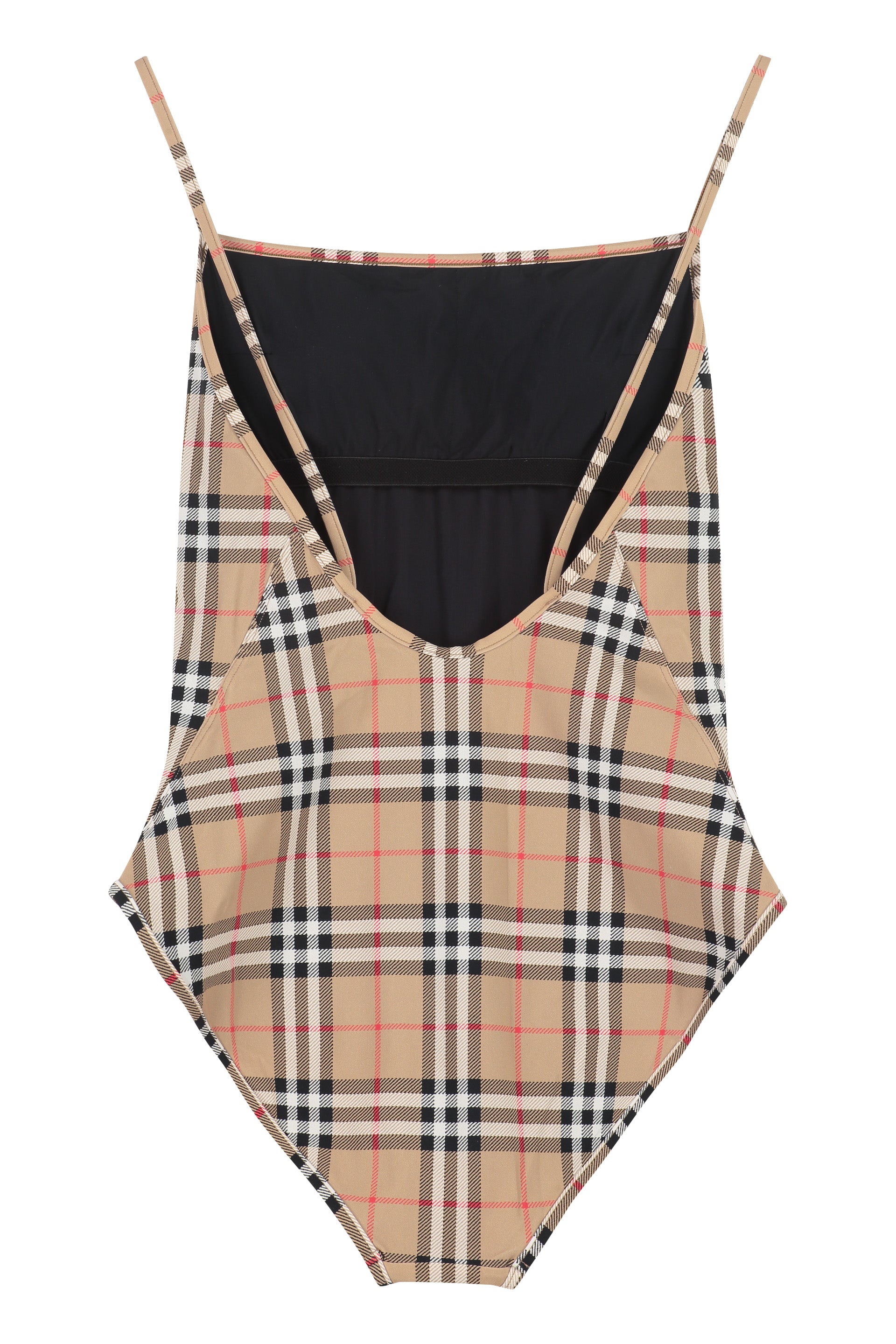 Vintage check motif one-piece swimsuit