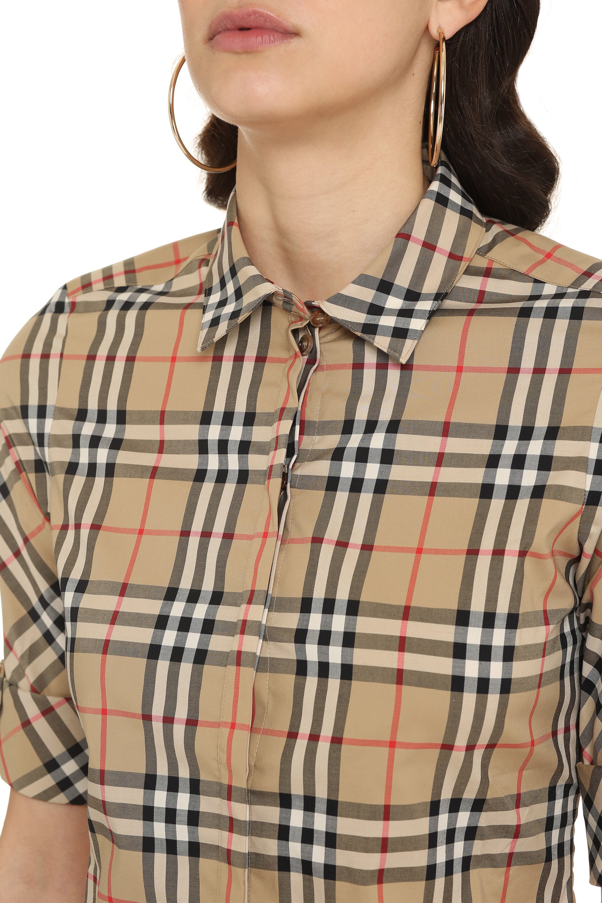 Check print cotton shirt