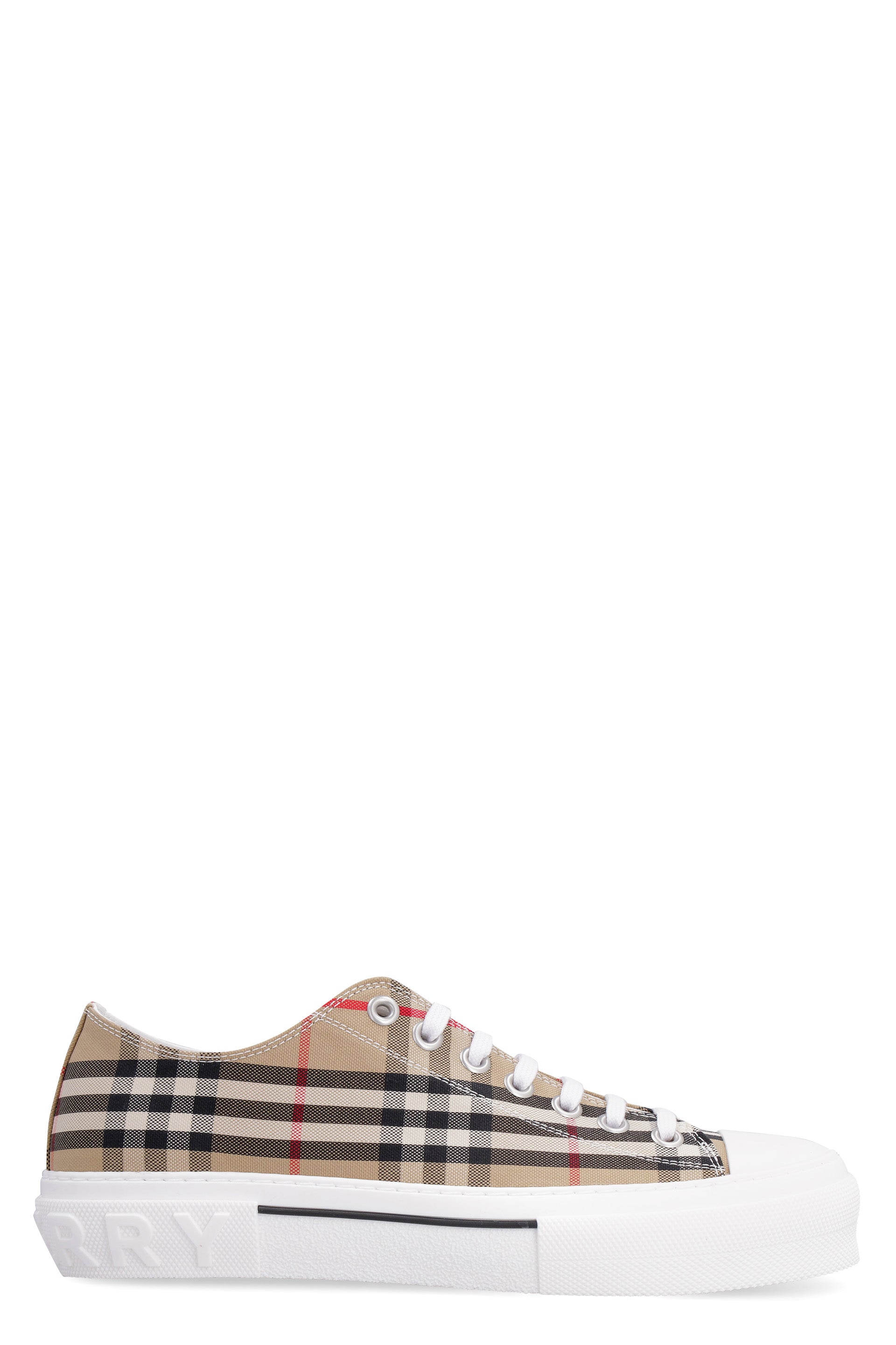 Checked motif canvas sneakers