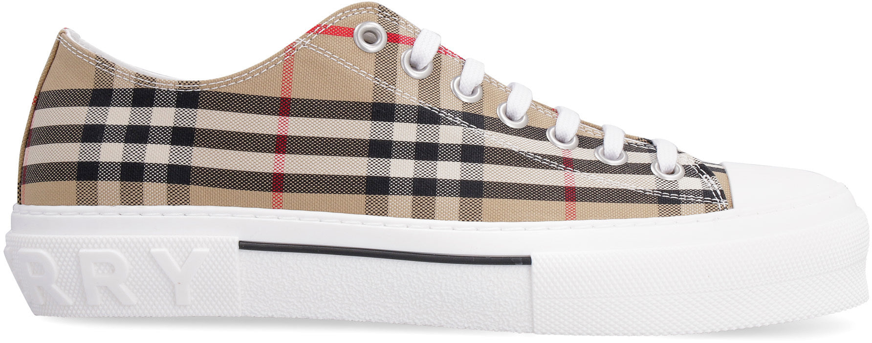 Checked motif canvas sneakers