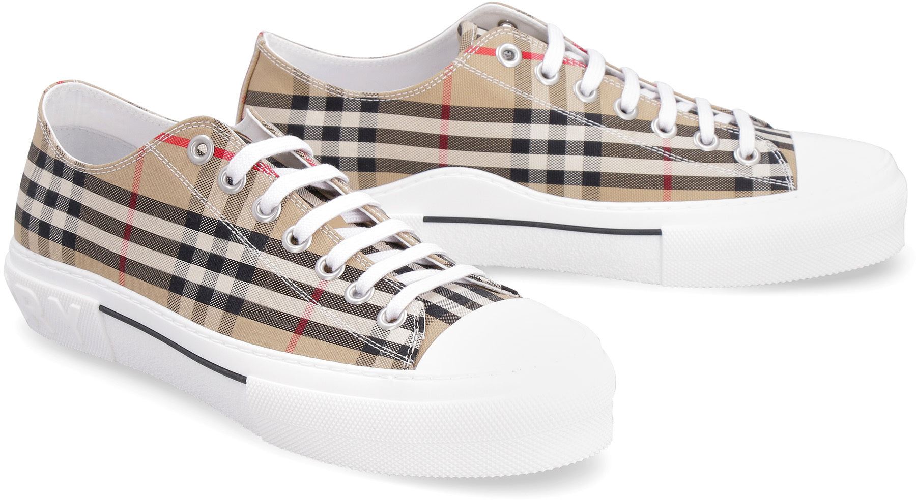 Checked motif canvas sneakers