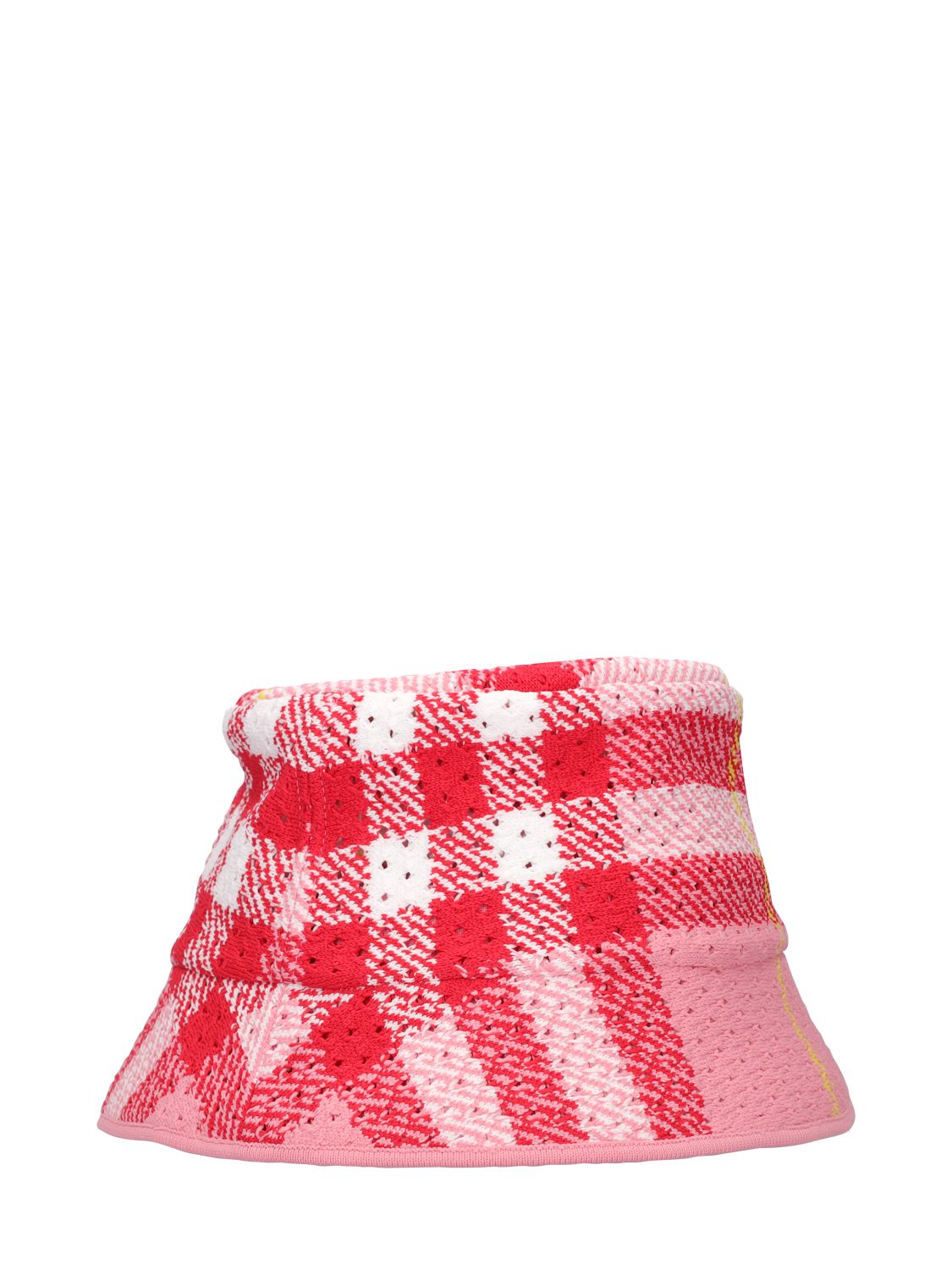 Summer hat with red and white checks