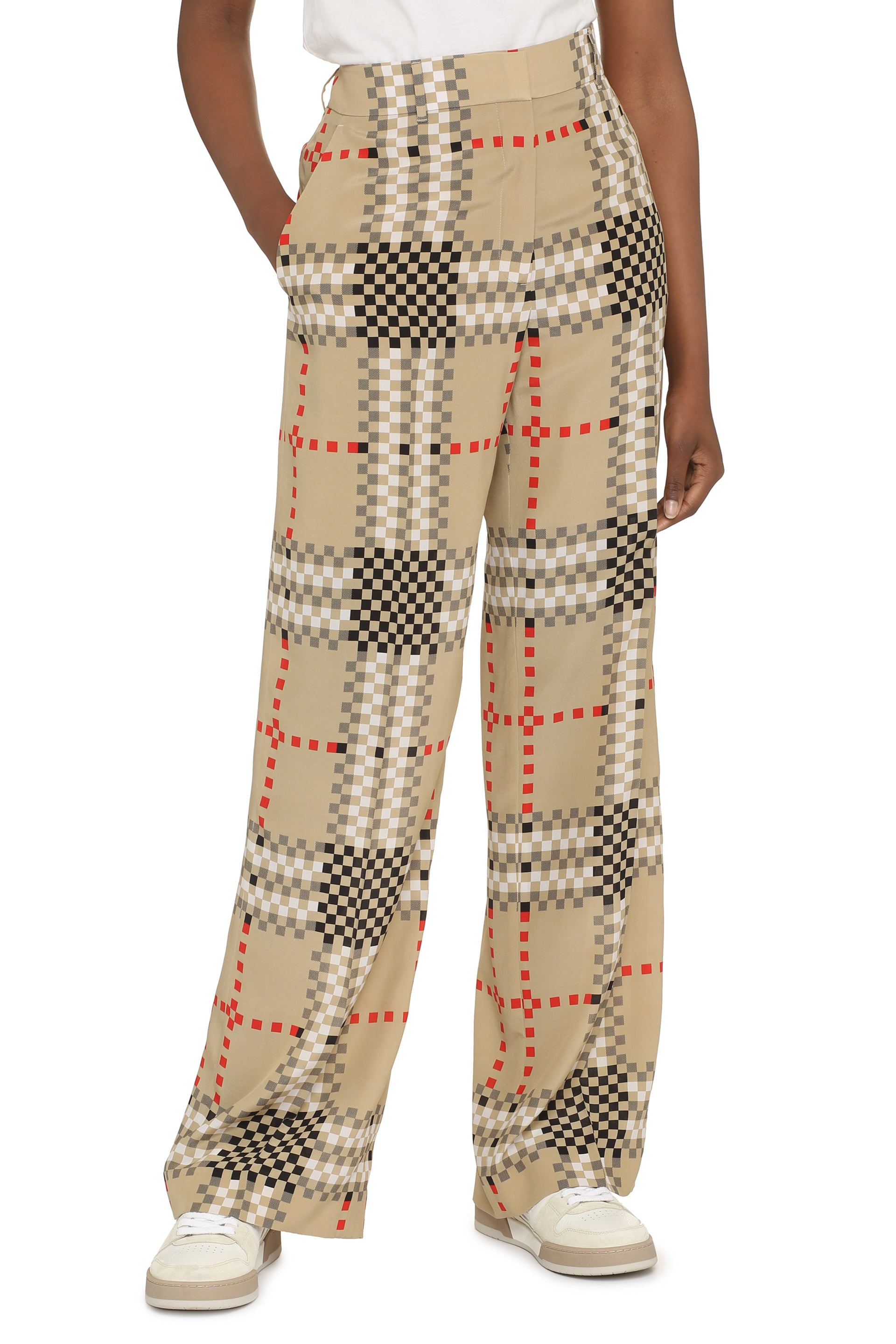 High-waist crêpe trousers