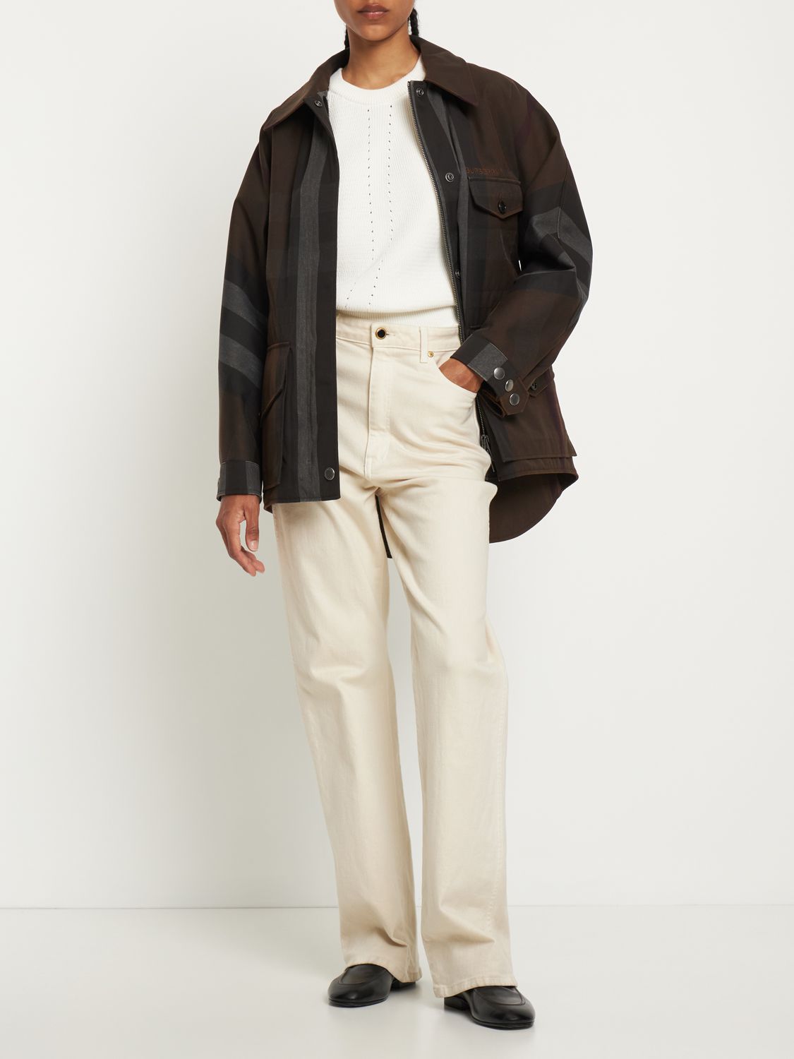 Elegant double-tone dark brown jacket
