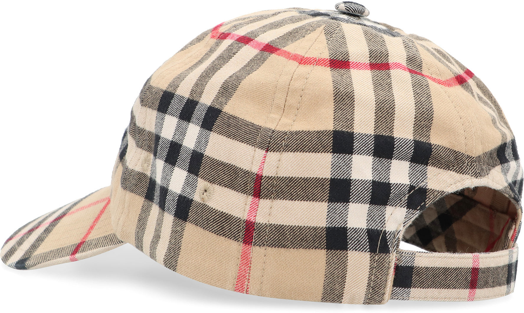 Vintage check motif baseball cap