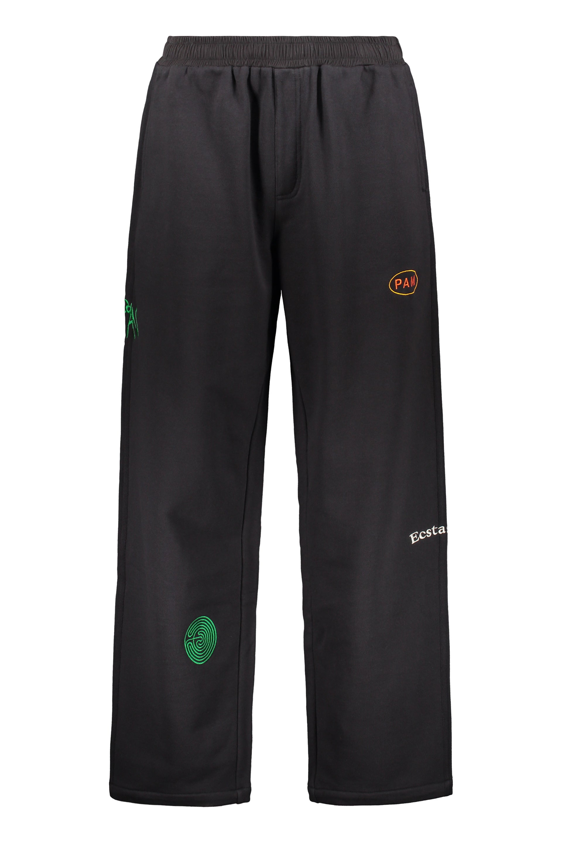 Light Black Casual Pants with Colorful Details