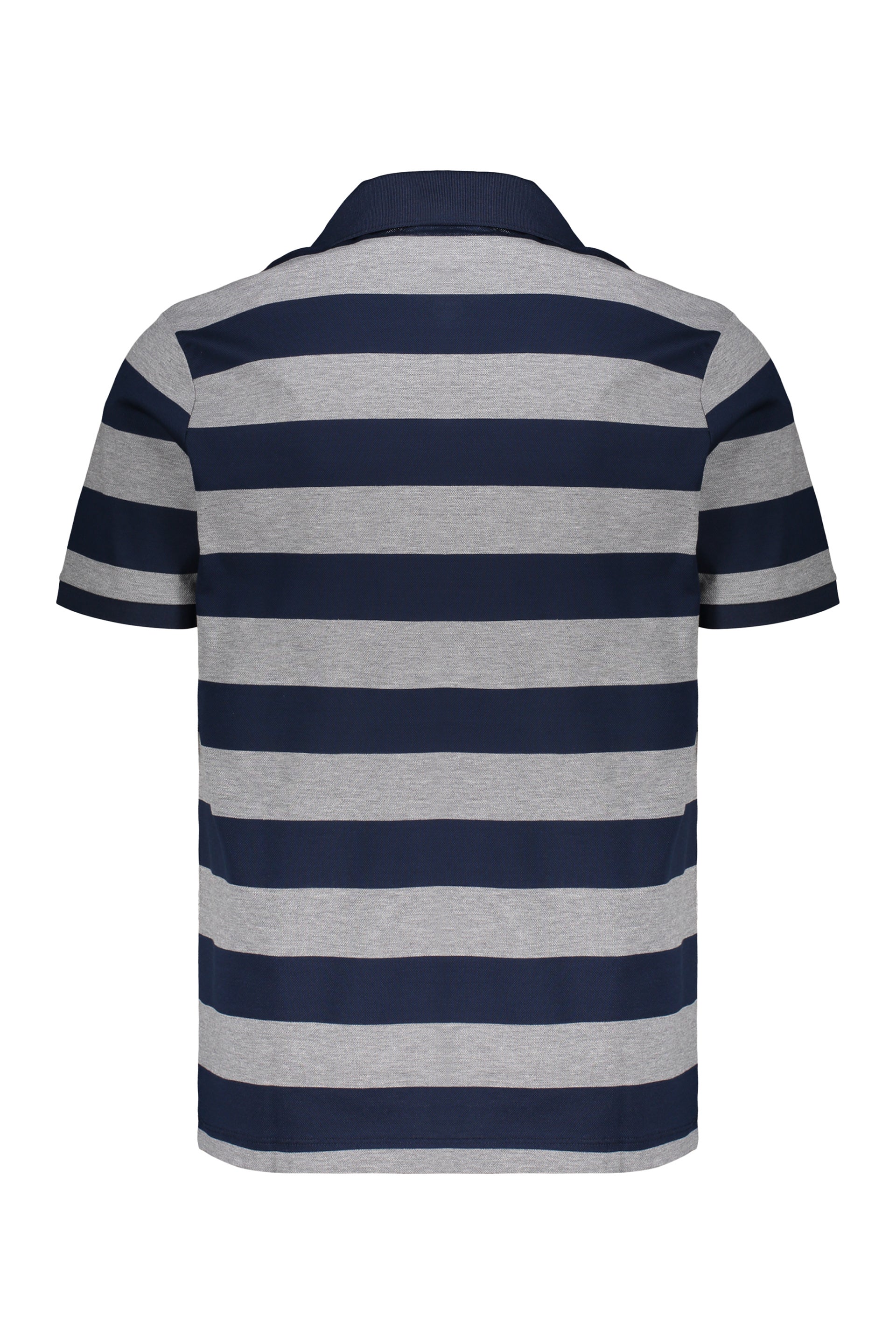 Striped polo in blue and gray