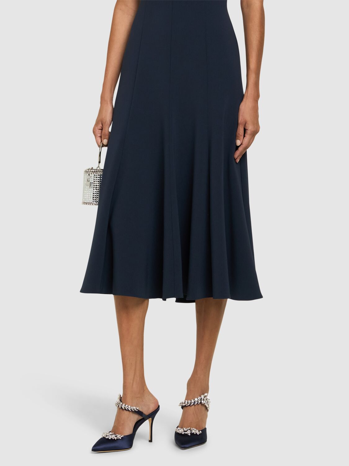 Elegant dark blue mules with stiletto heel