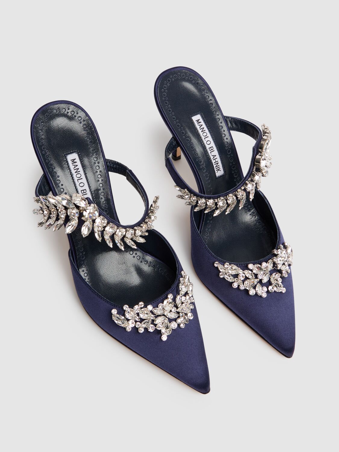 Elegant dark blue mules with stiletto heel