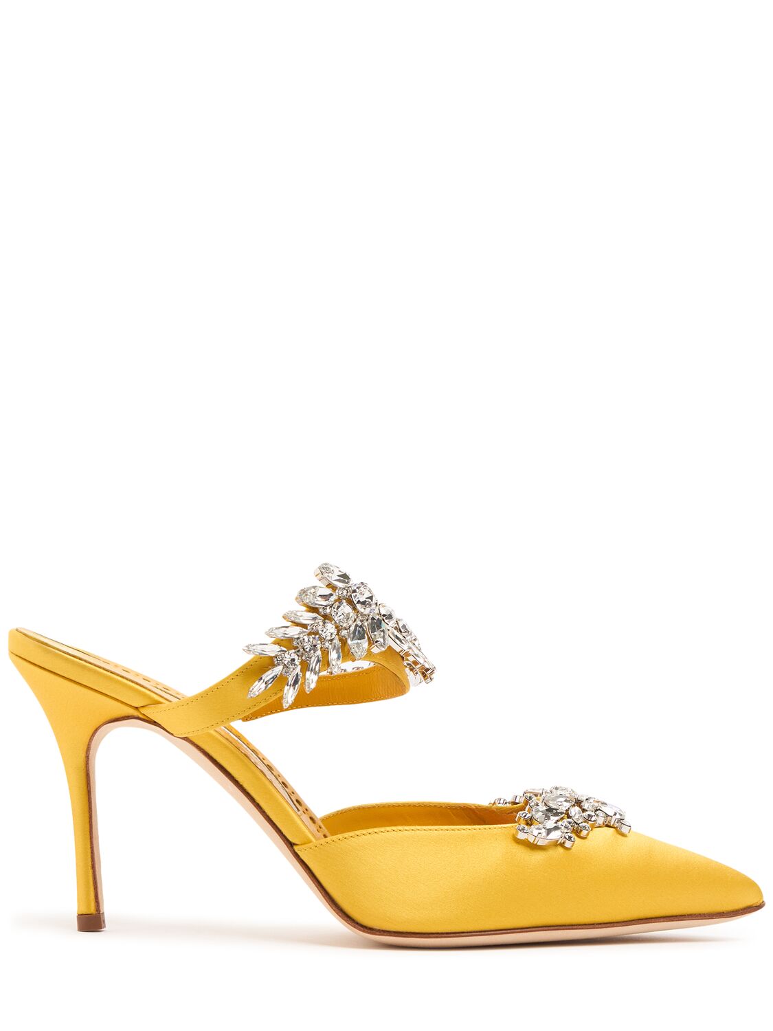 Elegant high-heeled yellow mules