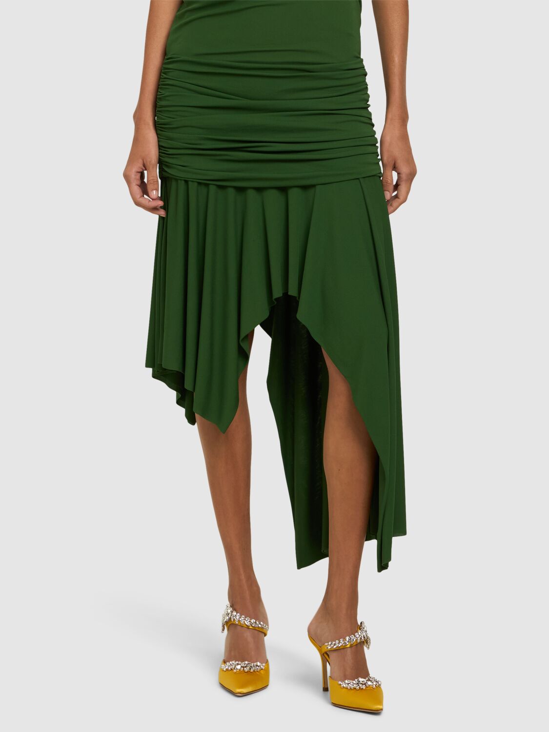 Elegant high-heeled yellow mules